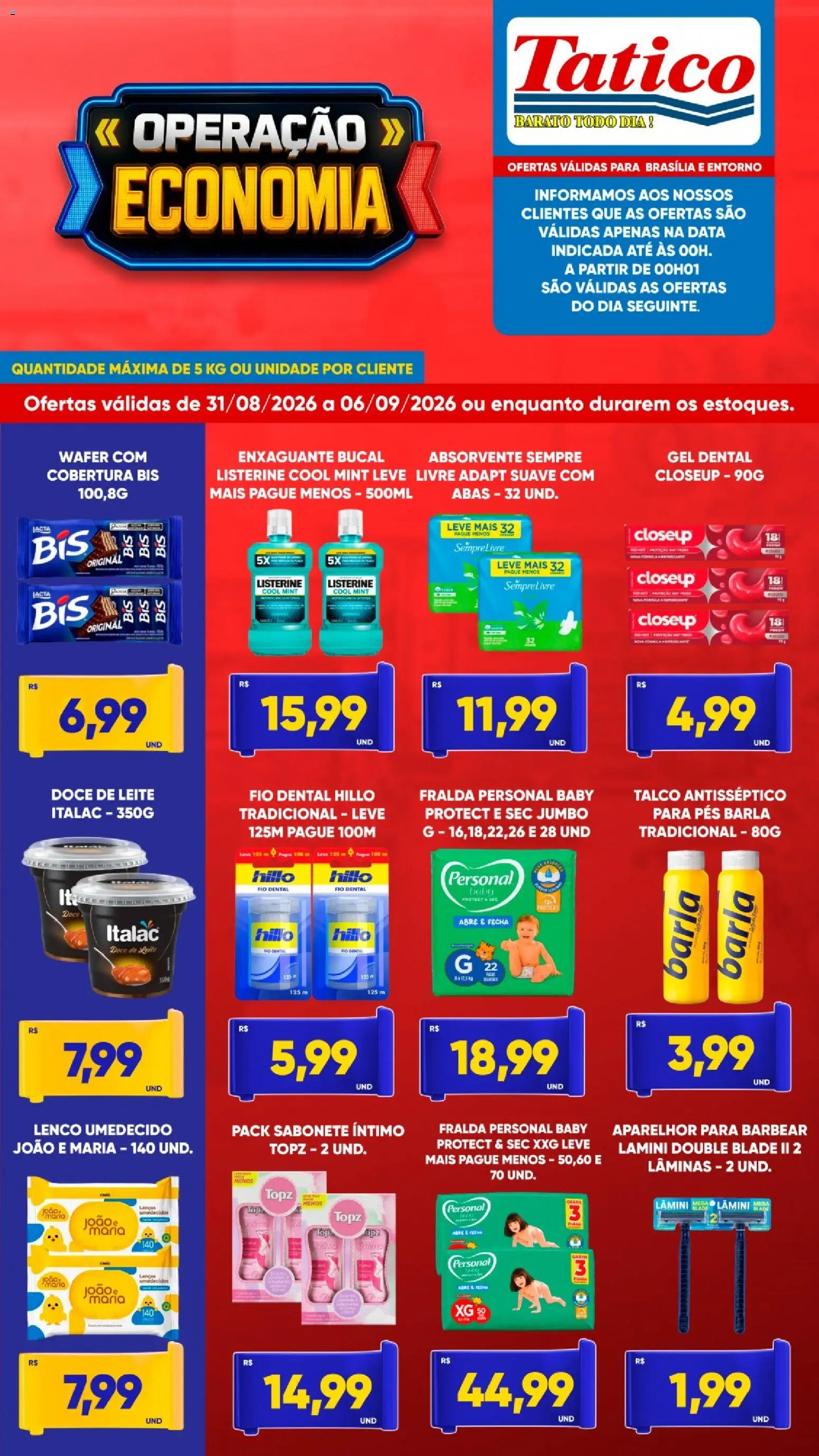 Tatico Folheto - válido de 31/08/2026 | Página: 5 | Produtos: Talco, Enxaguante bucal, Fio dental, Lenço umedecido