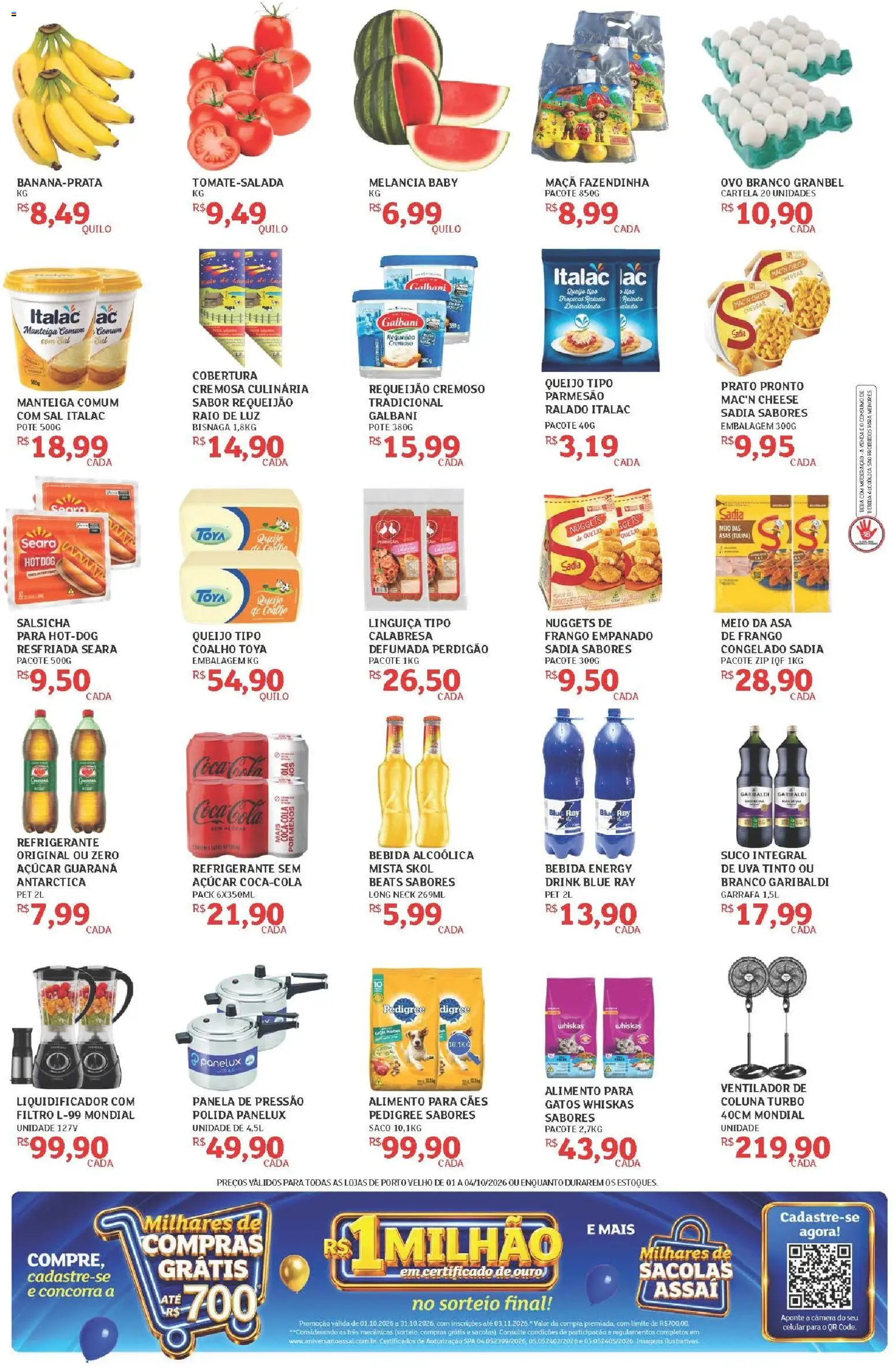Assaí Atacadista Folheto - válido de 01/10/2026 | Página: 3 | Produtos: Panela, Liquidificador, Refrigerante, Requeijão
