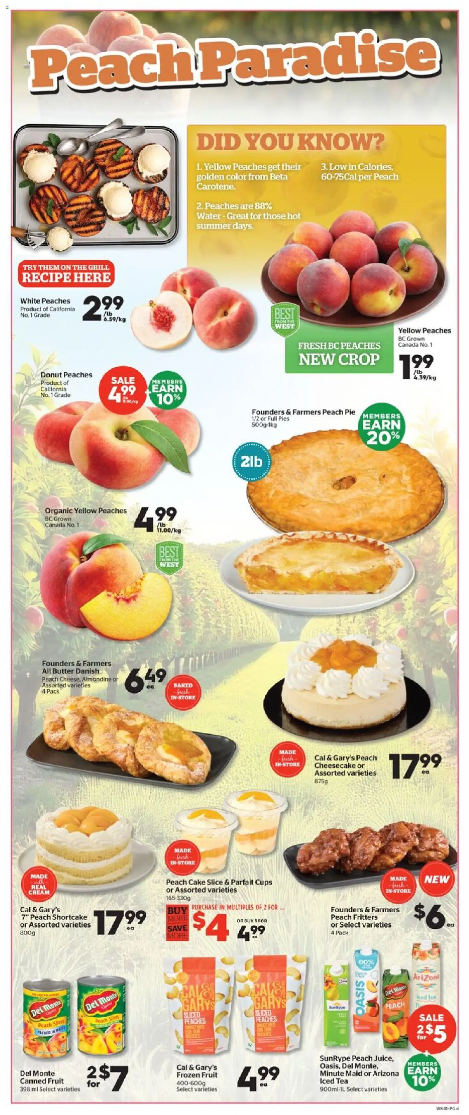 Calgary Co-op flyer valid from Aug 13, 2026 | Page: 4 | Products: Iced tea, Water, Peaches, Grill