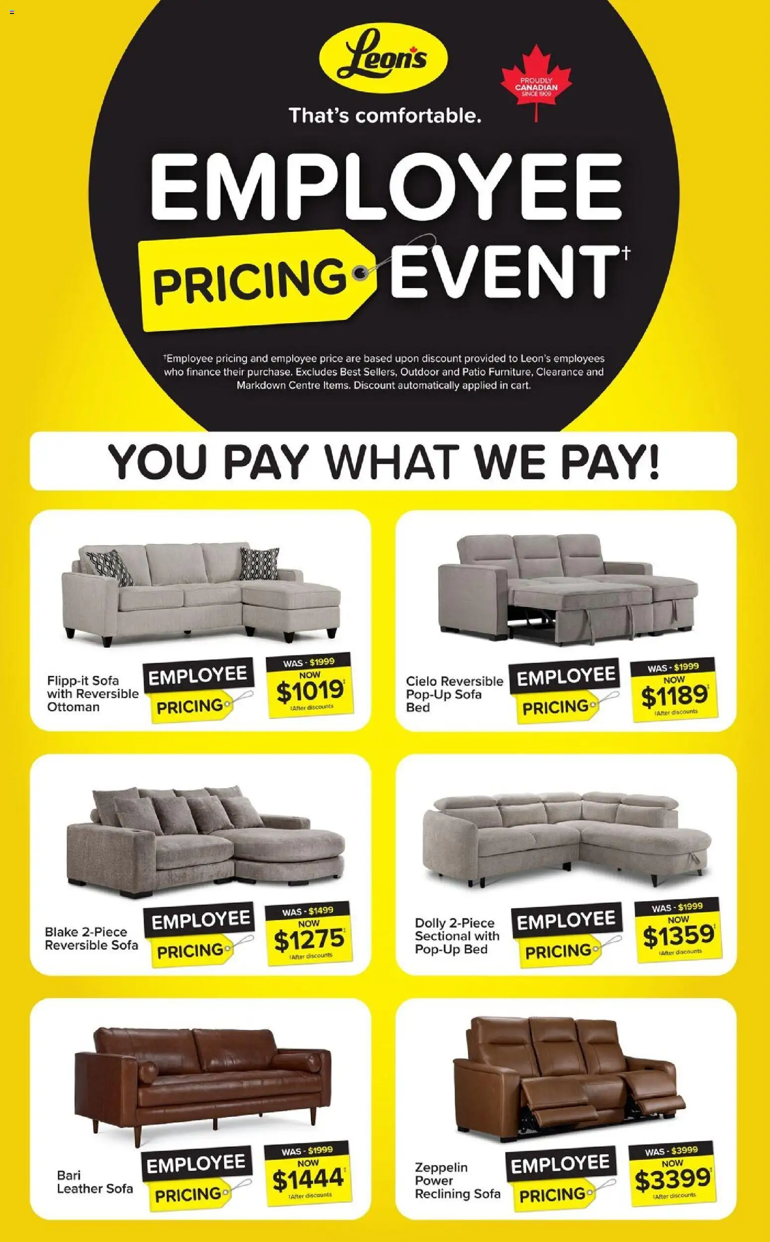 Leon's flyer valid from Sep 3, 2026 | Page: 1 | Products: Bed, Sofa