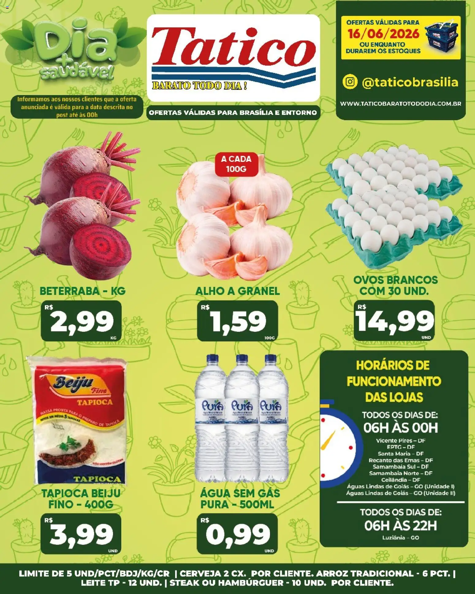 Tatico Folheto - válido de 16.06.2026 | Página: 20 | Produtos: Alho, Beterraba, Tapioca, Puff