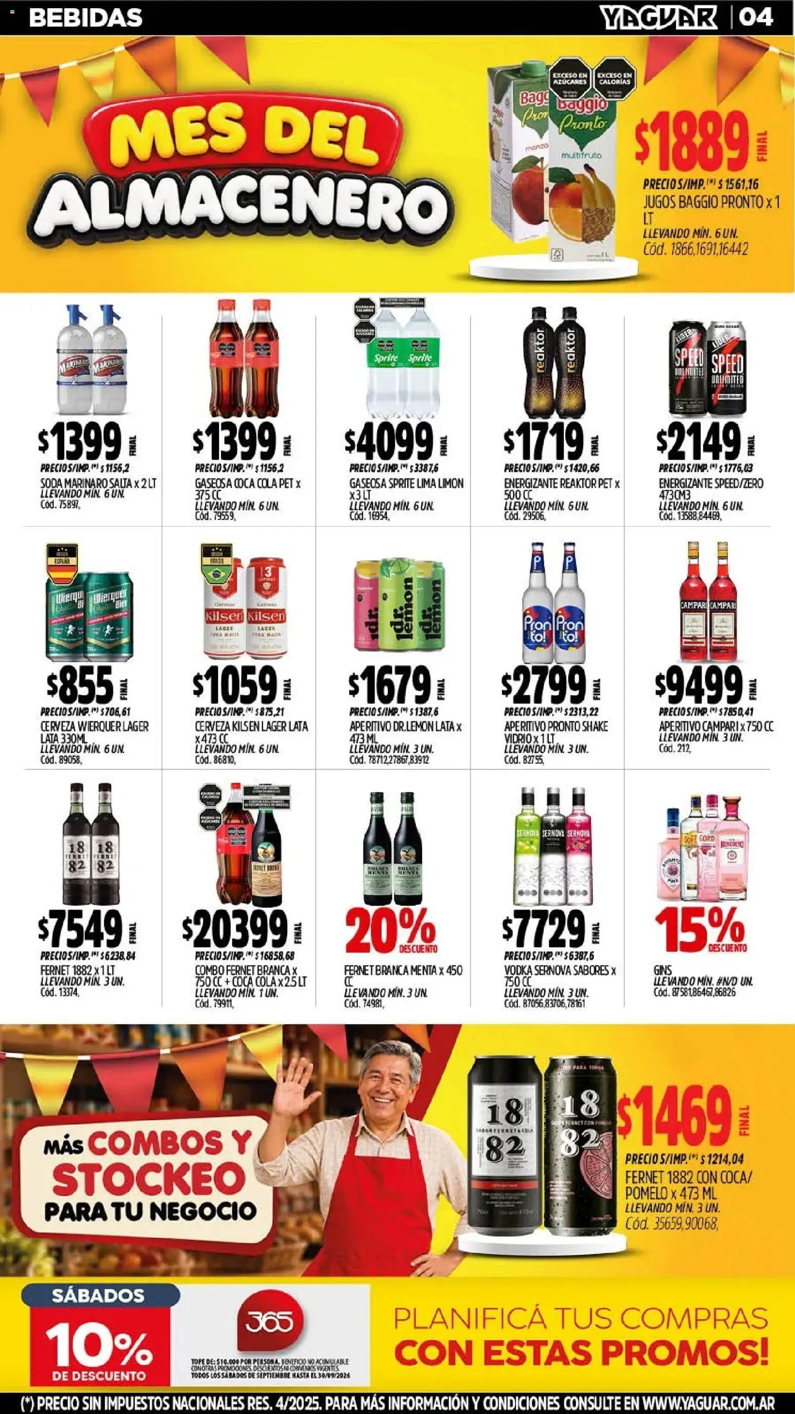 Yaguar - Oferta Semanal Salta │ válido desde el 28/09/2026 | Página: 5 | Productos: Campari, Sprite, Bebidas, Cerveza