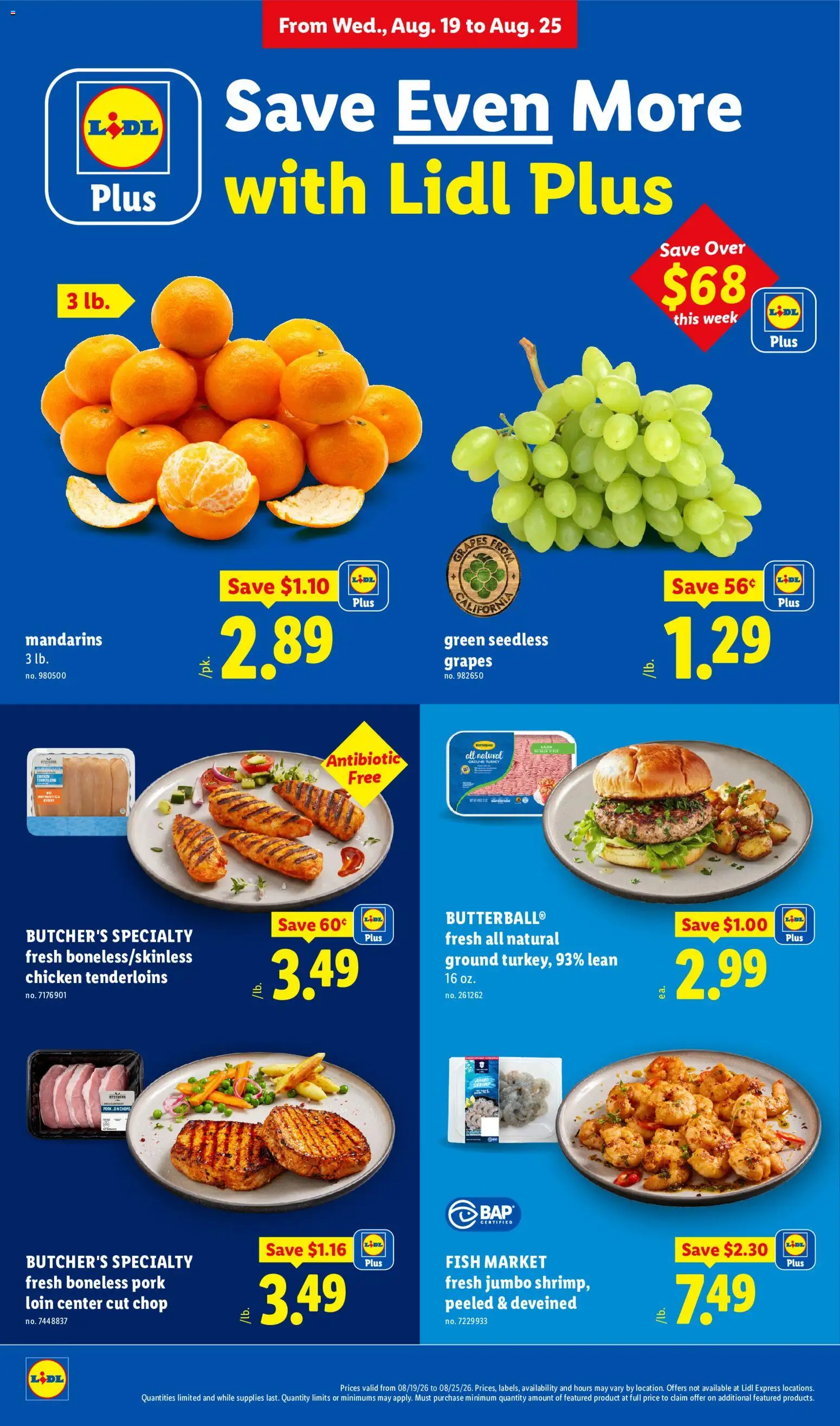 Lidl Weekly Ad - valid from 08/19/2026 | Page: 2 | Products: Mandarins, Shrimp, Chicken, Grapes