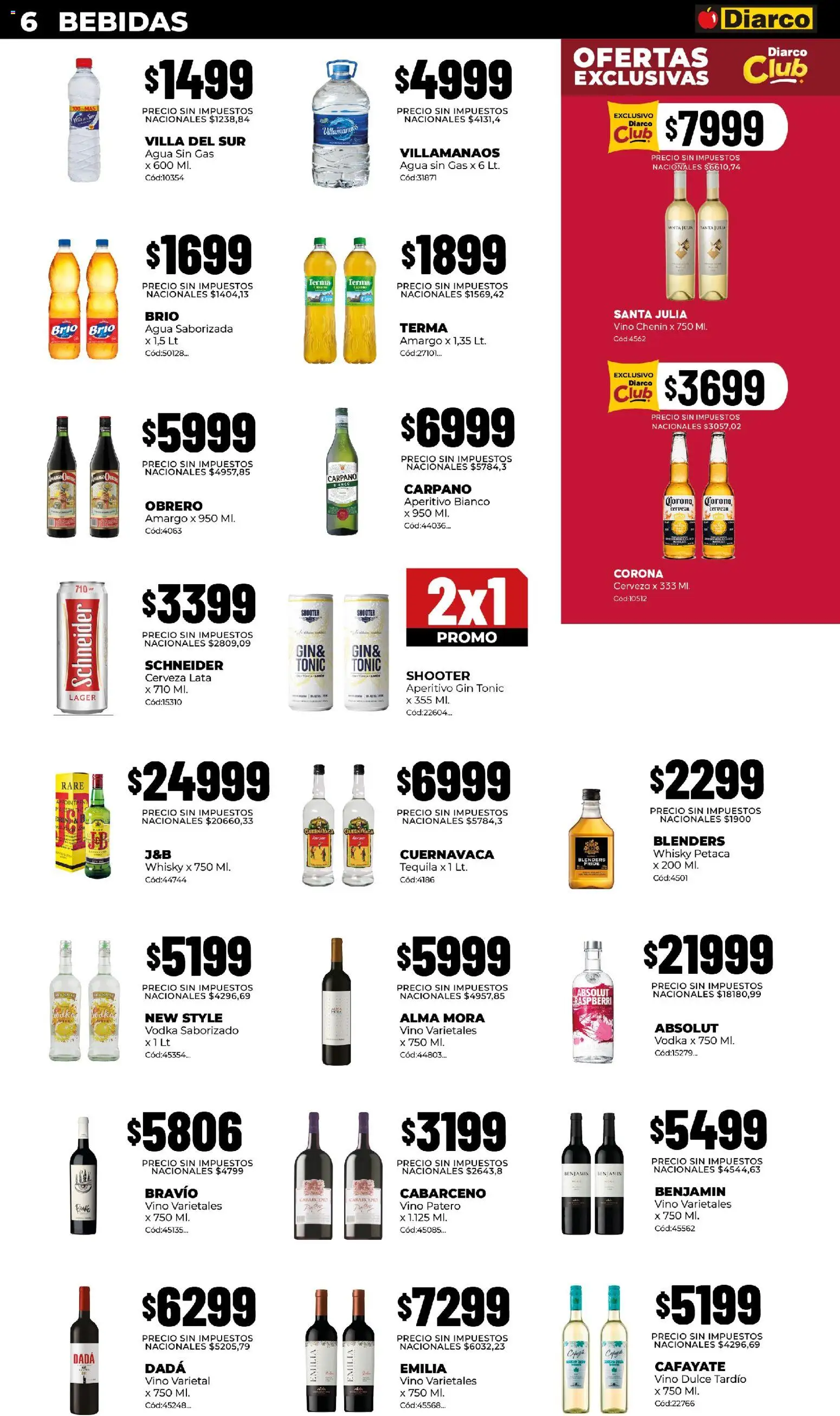 Diarco - Ofertas en Sur (Pueblo) │ válido desde el 14/09/2026 | Página: 6 | Productos: Whisky, Vodka saborizado, Dulce, Agua saborizada