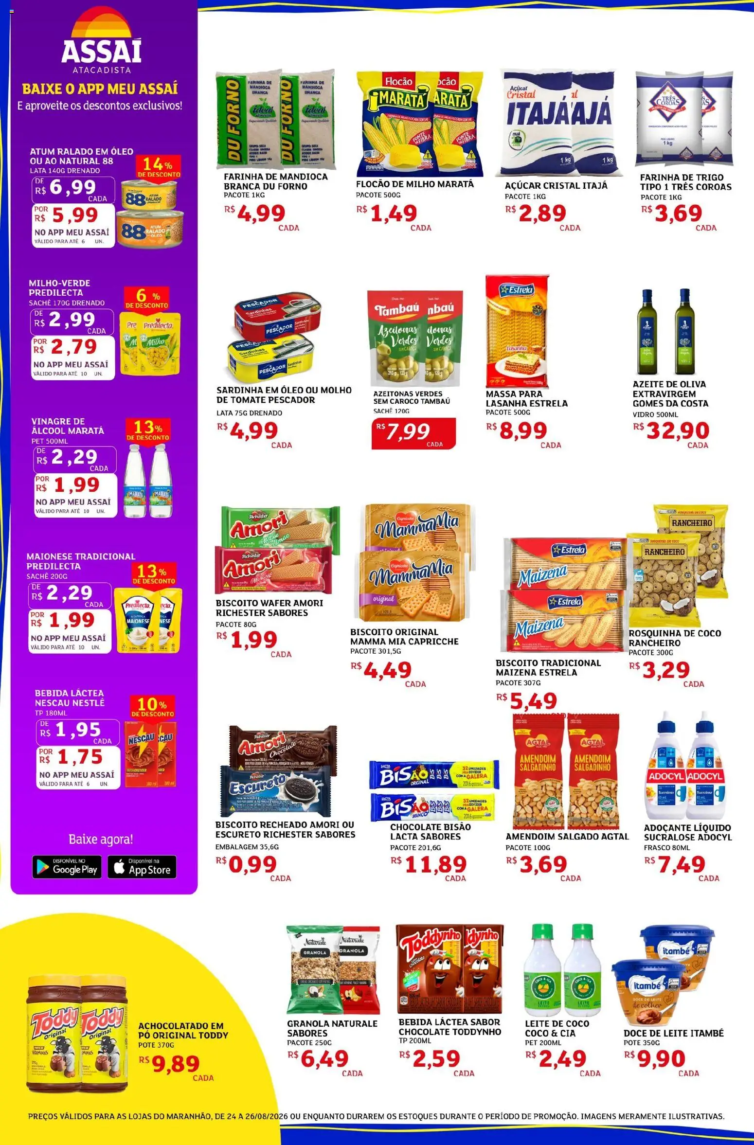Assaí Atacadista Folheto - válido de 24/08/2026 | Página: 2 | Produtos: Adoçante, Bebida, Doce, Sardinha