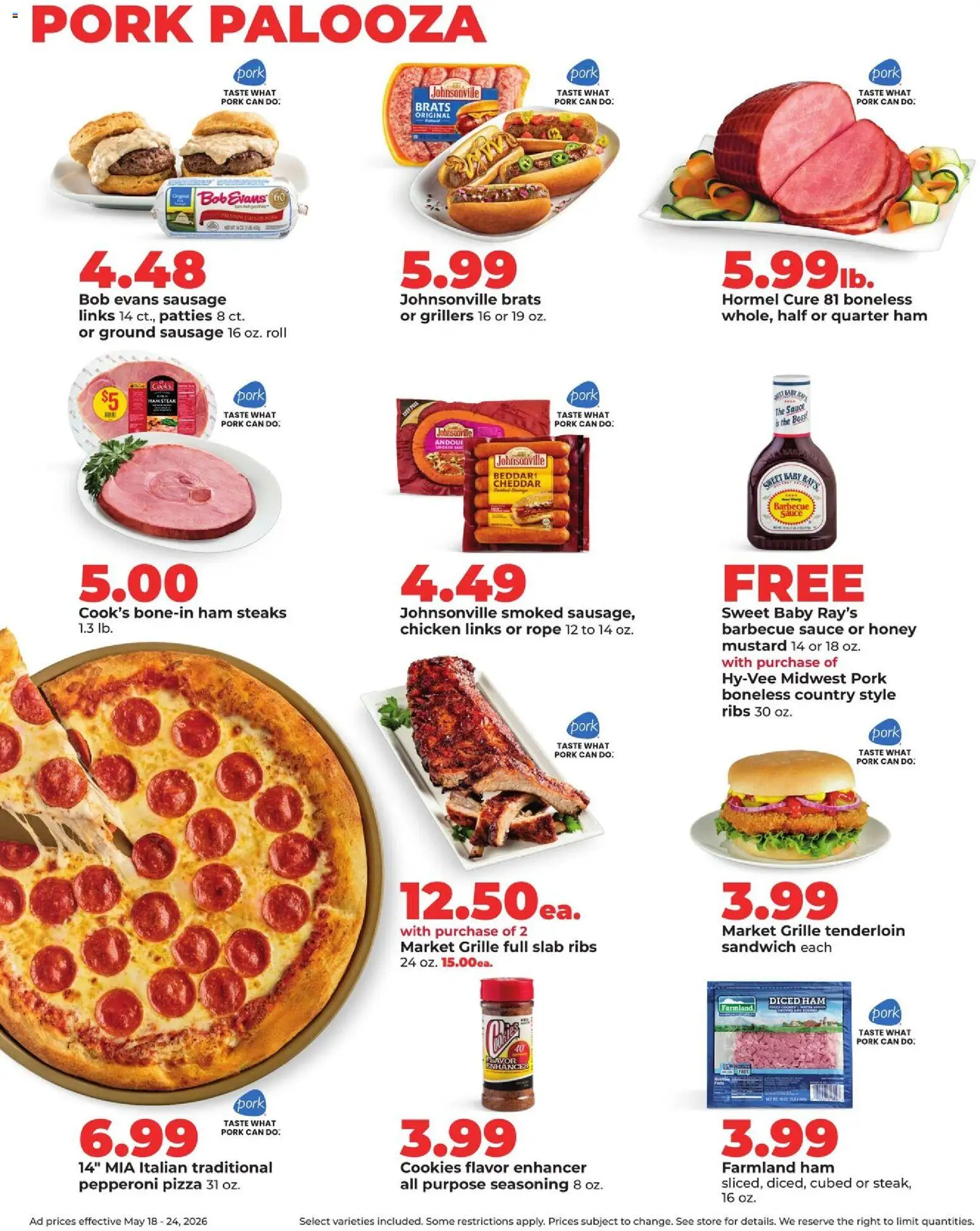 HyVee Weekly Ad - valid from 18.05.2026 | Page: 19 | Products: Pizza, Cookies, Sauce, Sausage