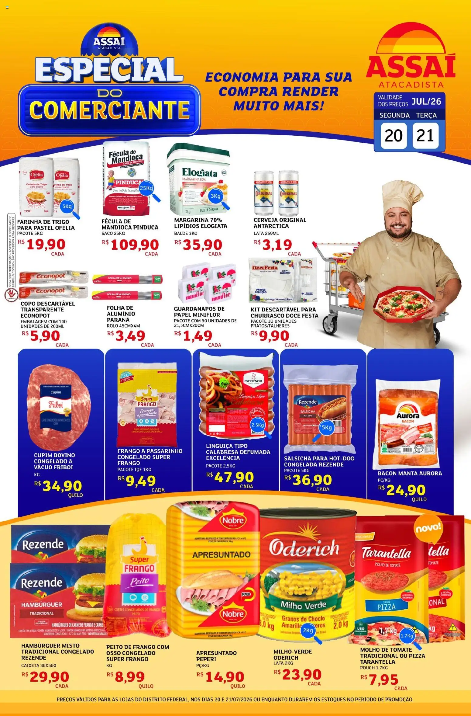 Assaí Atacadista Folheto - válido de 20/07/2026 | Página: 1 | Produtos: Rolo, Molho de tomate, Carne de frango, Carne