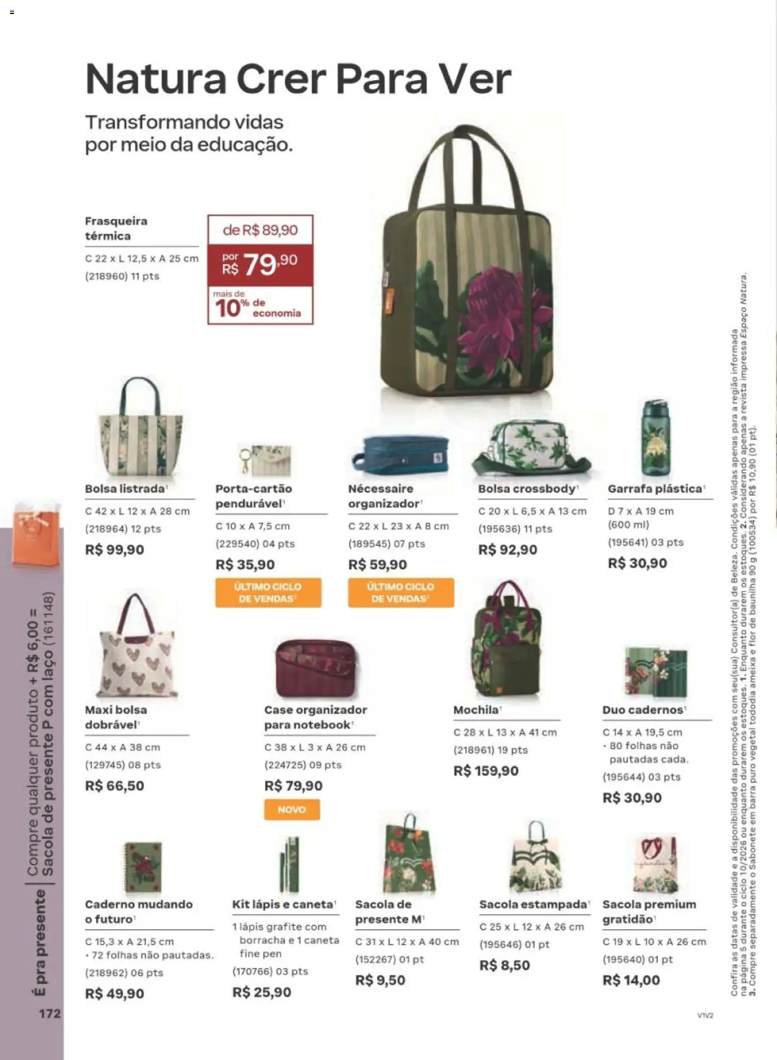 Natura Folheto - válido de 22/06/2026 | Página: 172 | Produtos: Notebook, Organizador, Lápis, Caneta