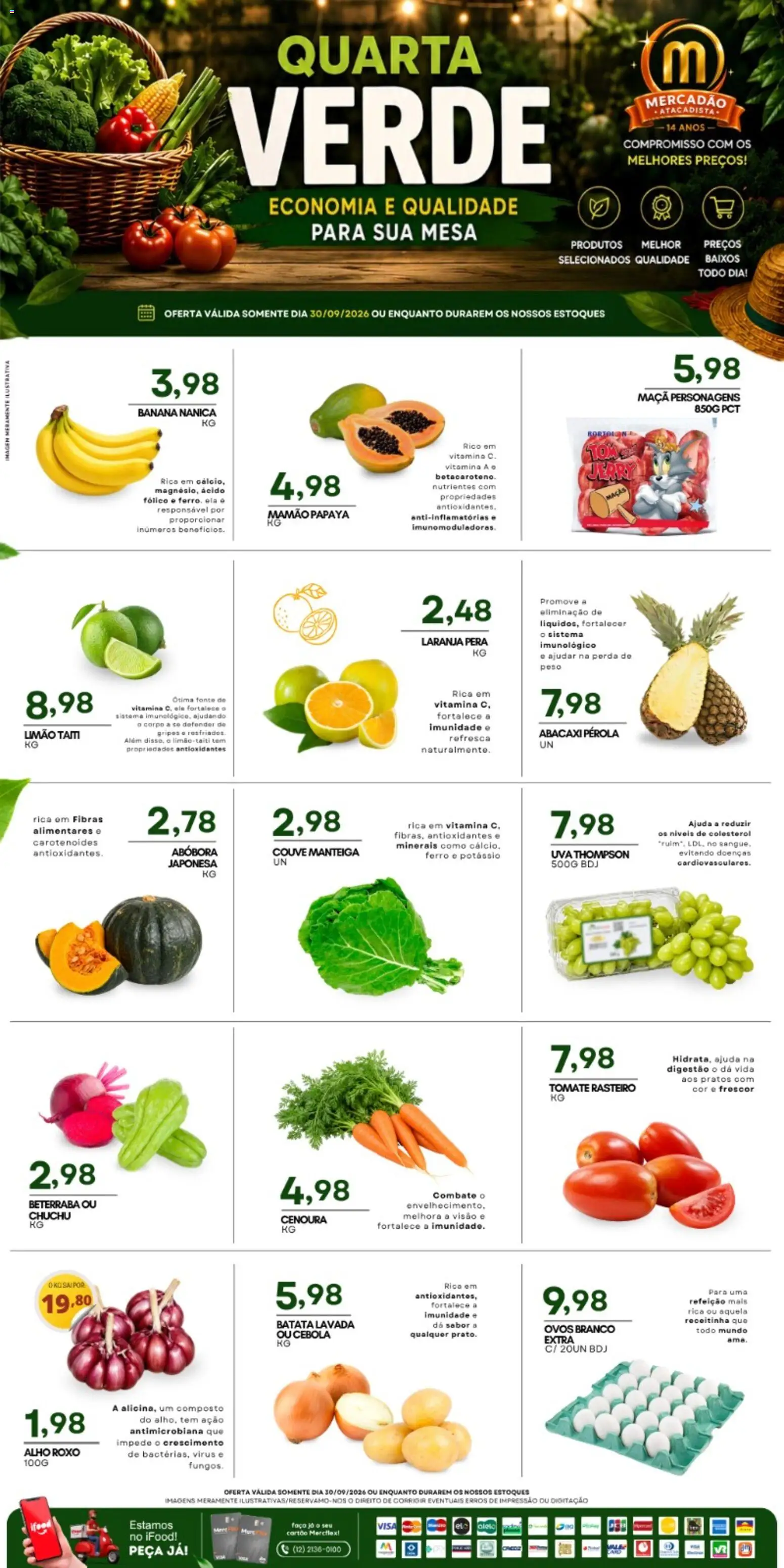 Mercadão Atacadista Folheto - válido de 30/09/2026 | Página: 1 | Produtos: Pera, Beterraba, Maçãs, Cenoura