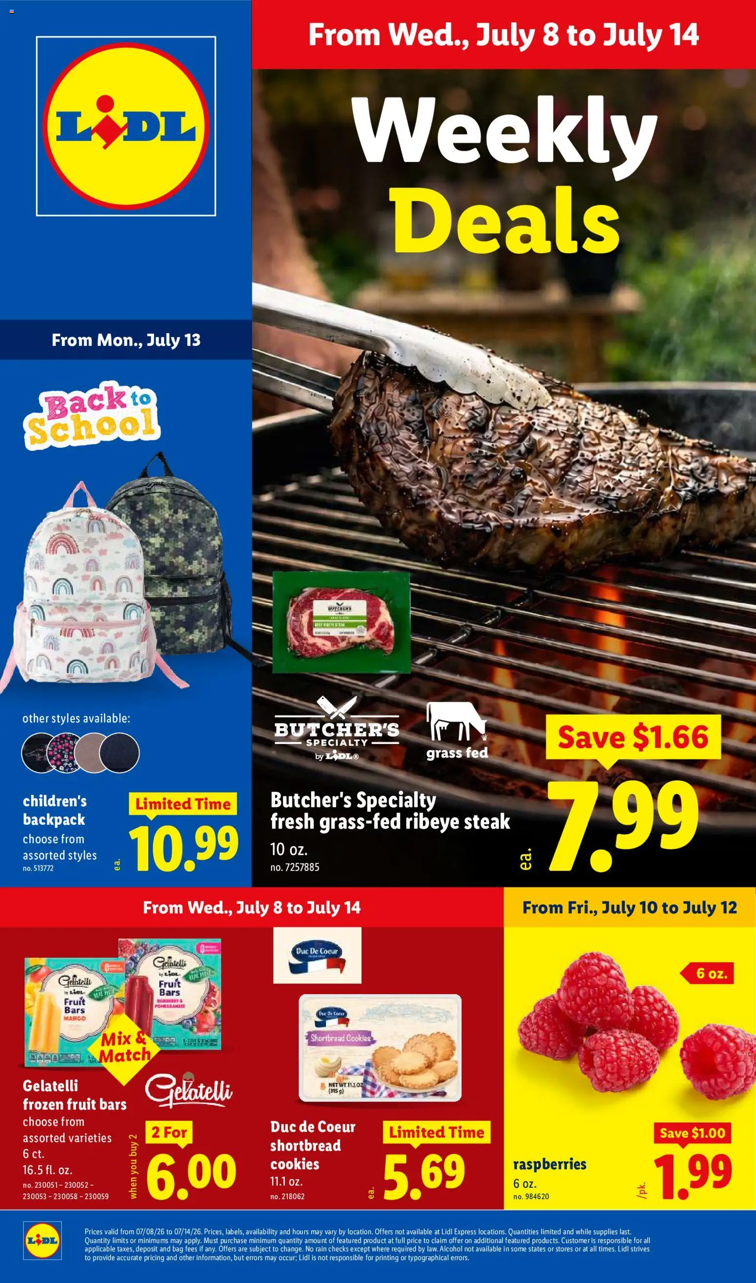 Lidl Weekly Ad - valid from 07/08/2026 | Page: 1 | Products: Raspberries, Alcohol, Fruit, Frozen fruit