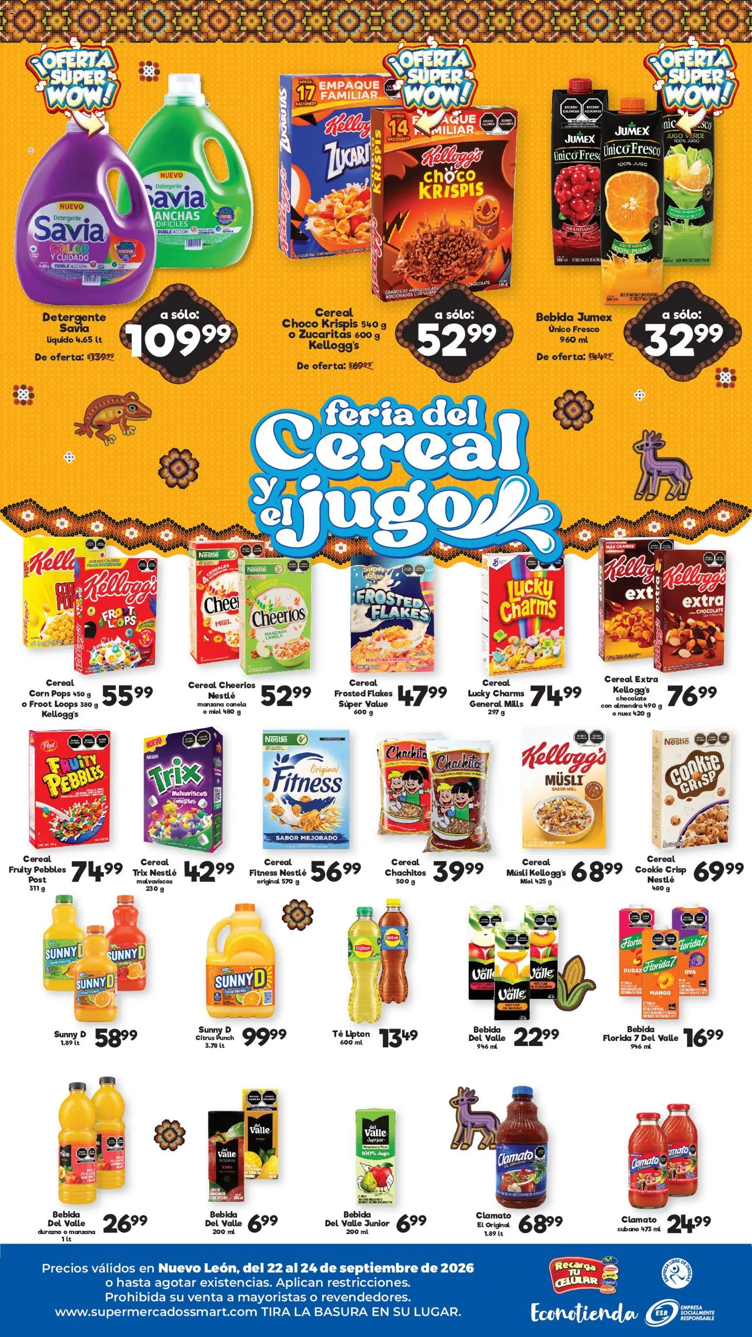 Nuevas ofertas de S-Mart válidas en toda la República Mexicana desde el 22/09/2026. ¡Encuentra las mejores ofertas en S-Mart folleto Ofertas de feria Monterrey! | Página: 2 | Productos: Detergente, Pera, Mango, Té