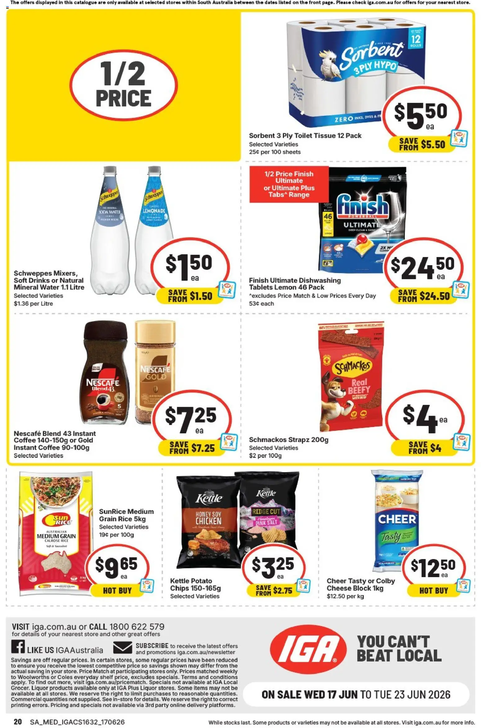 IGA catalogue - valid from 17.06.2026 | Page: 16 | Products: Water, Lemon, Nescafe, Tablets
