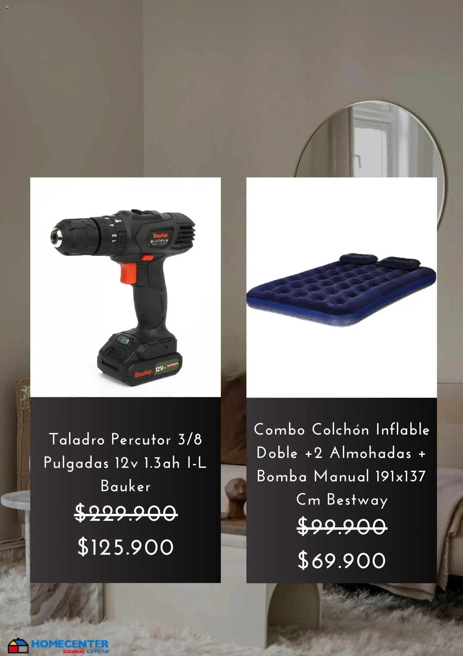 Homecenter revista - valida desde el 04.06.2026 | Página: 3 | Productos: Colchón, Taladro, Colchón inflable