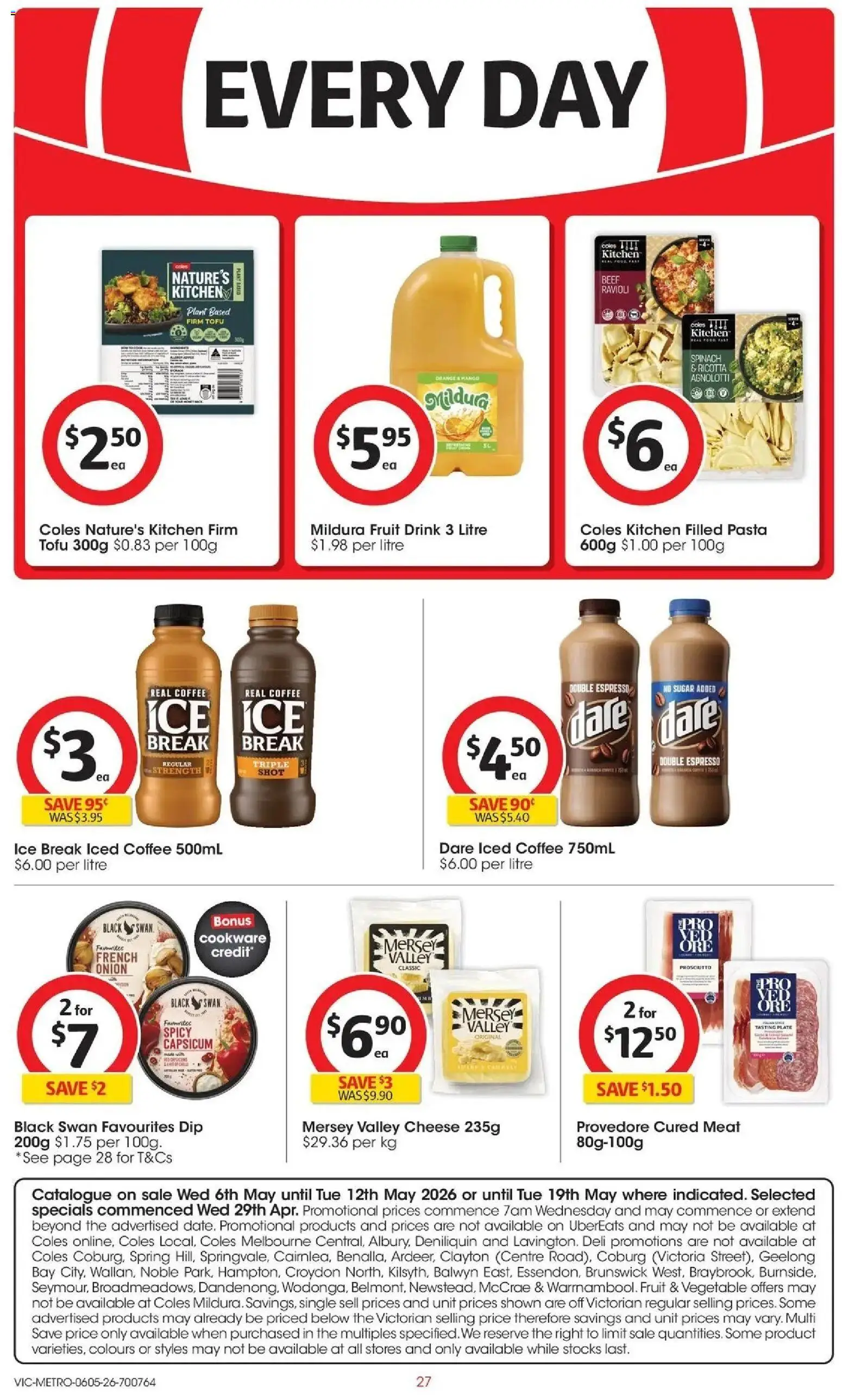 Coles catalogue - valid from 05.05.2026 | Page: 27 | Products: Meat, Pasta, Spinach, Mango