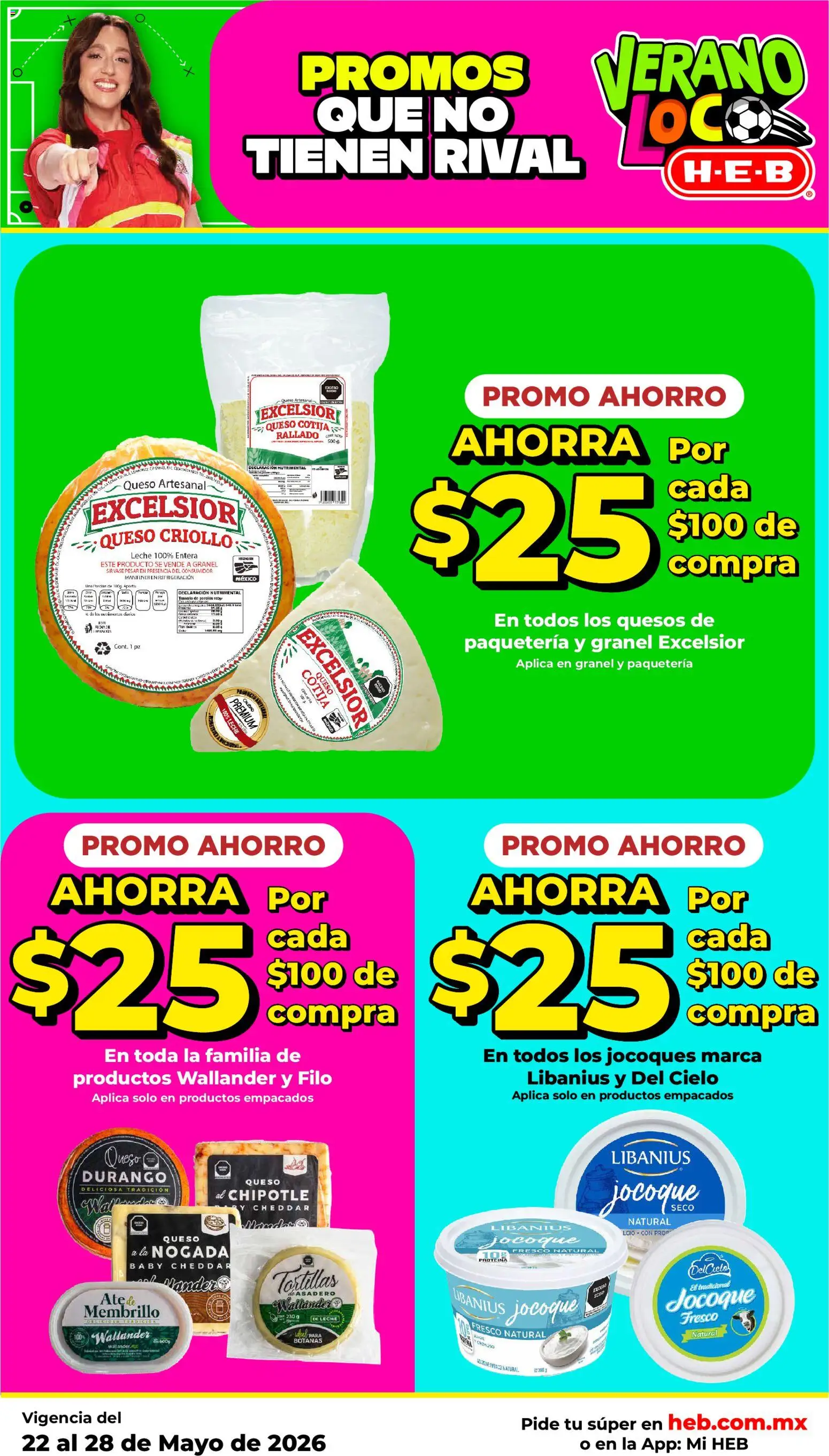 Nuevas ofertas de H-E-B válidas en toda la República Mexicana desde el 21.05.2026. ¡Encuentra las mejores ofertas en H-E-B folleto! | Página: 8 | Productos: Leche, Queso