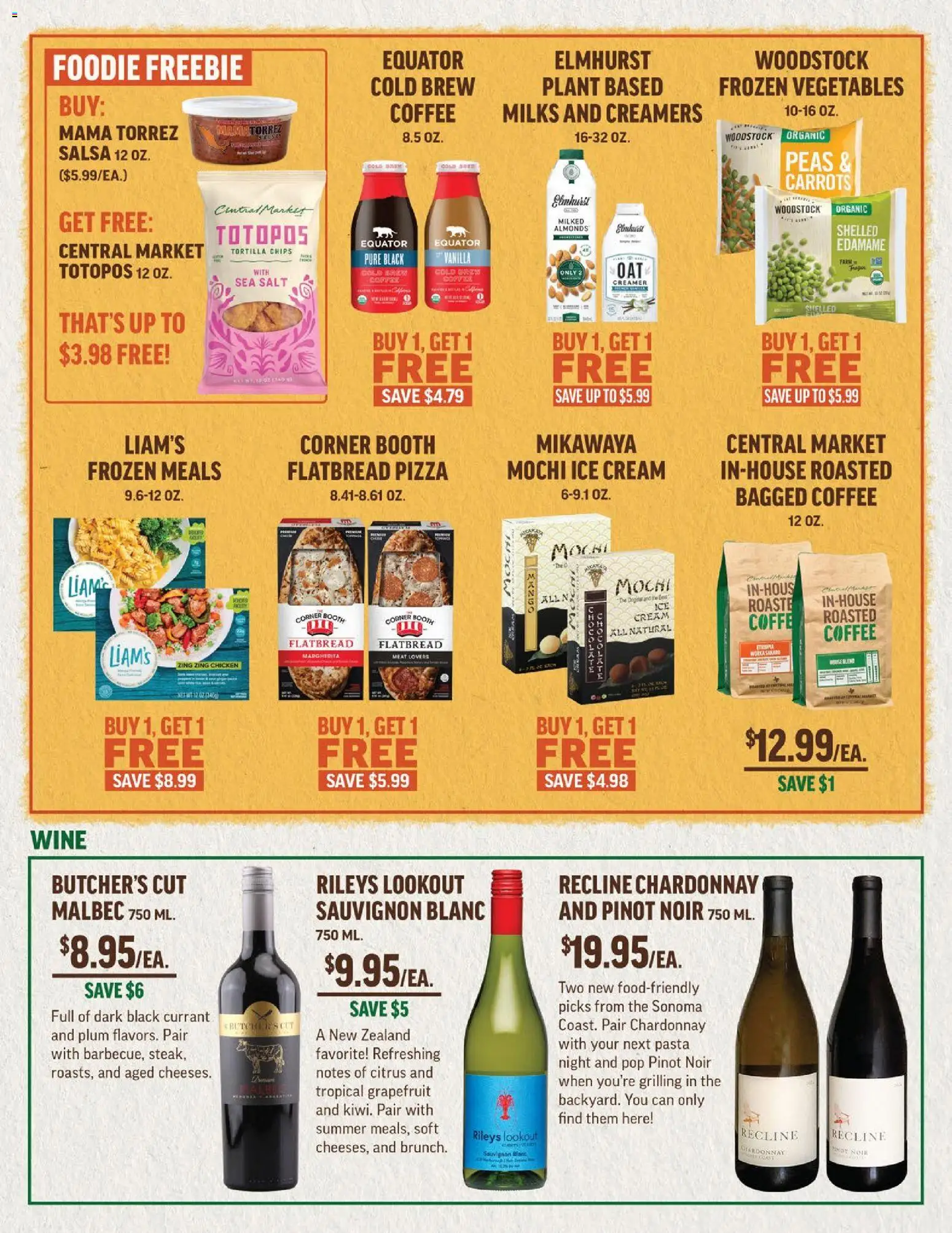 Central Market Weekly Ad - valid from 08/19/2026 | Page: 5 | Products: Almonds, Chicken, Pizza, Ice cream