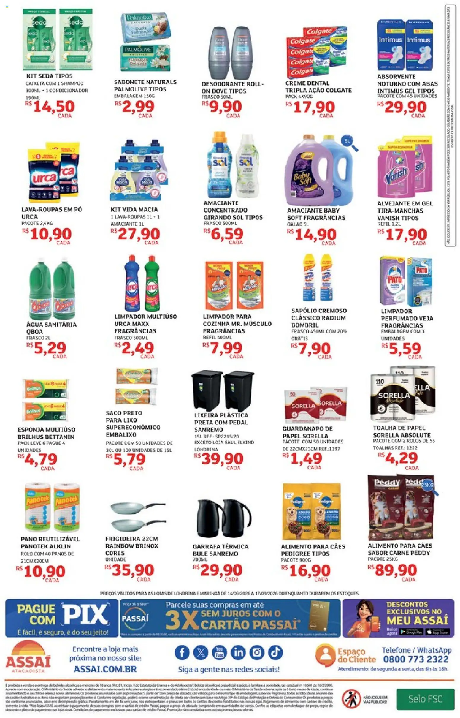 Assaí Atacadista Folheto - válido de 14/09/2026 | Página: 4 | Produtos: Frigideira, Creme, Telefone, Guardanapo