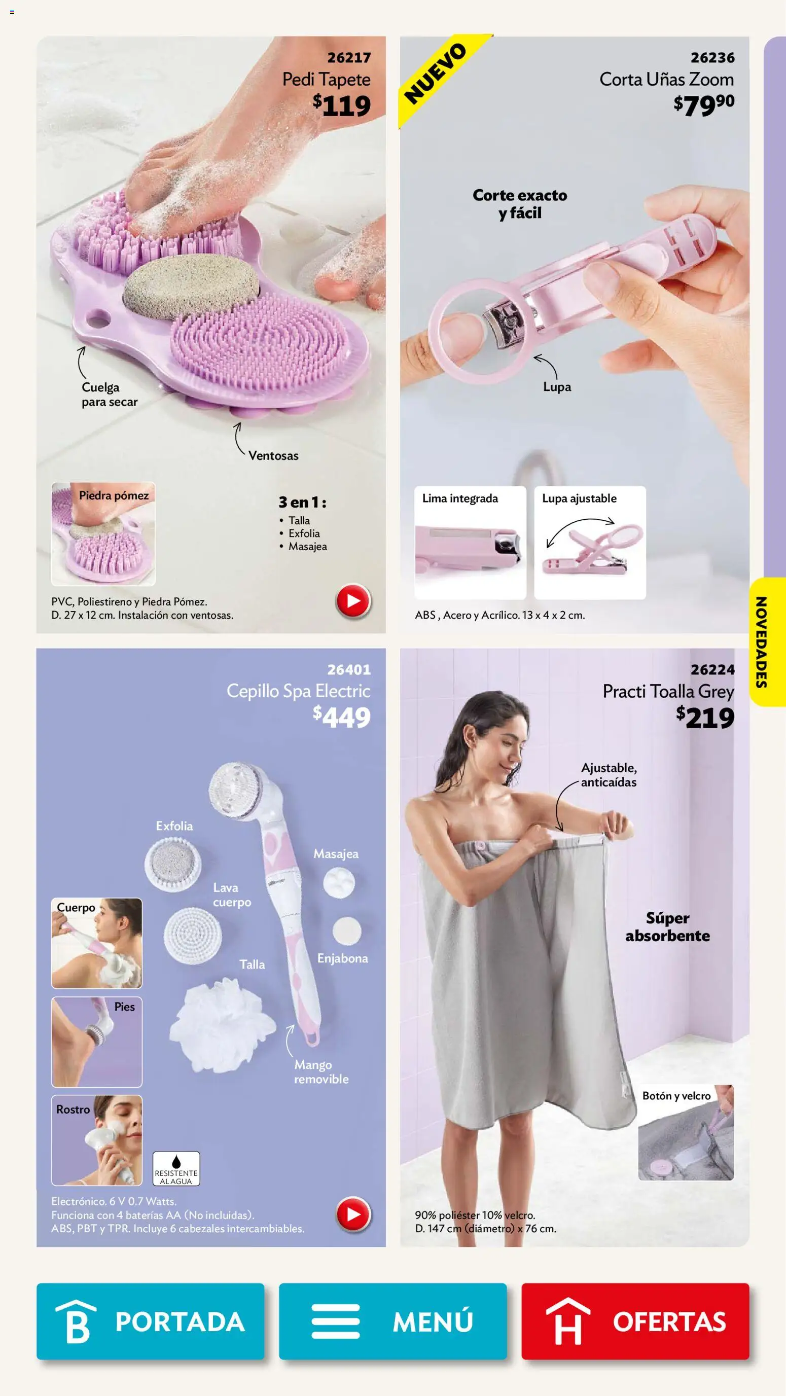 Nuevas ofertas de Betterware válidas en toda la República Mexicana desde el 29/06/2026. ¡Encuentra las mejores ofertas en Betterware campaña 7 2026! | Página: 69 | Productos: Corta uñas, Mango, Toalla, Tapete