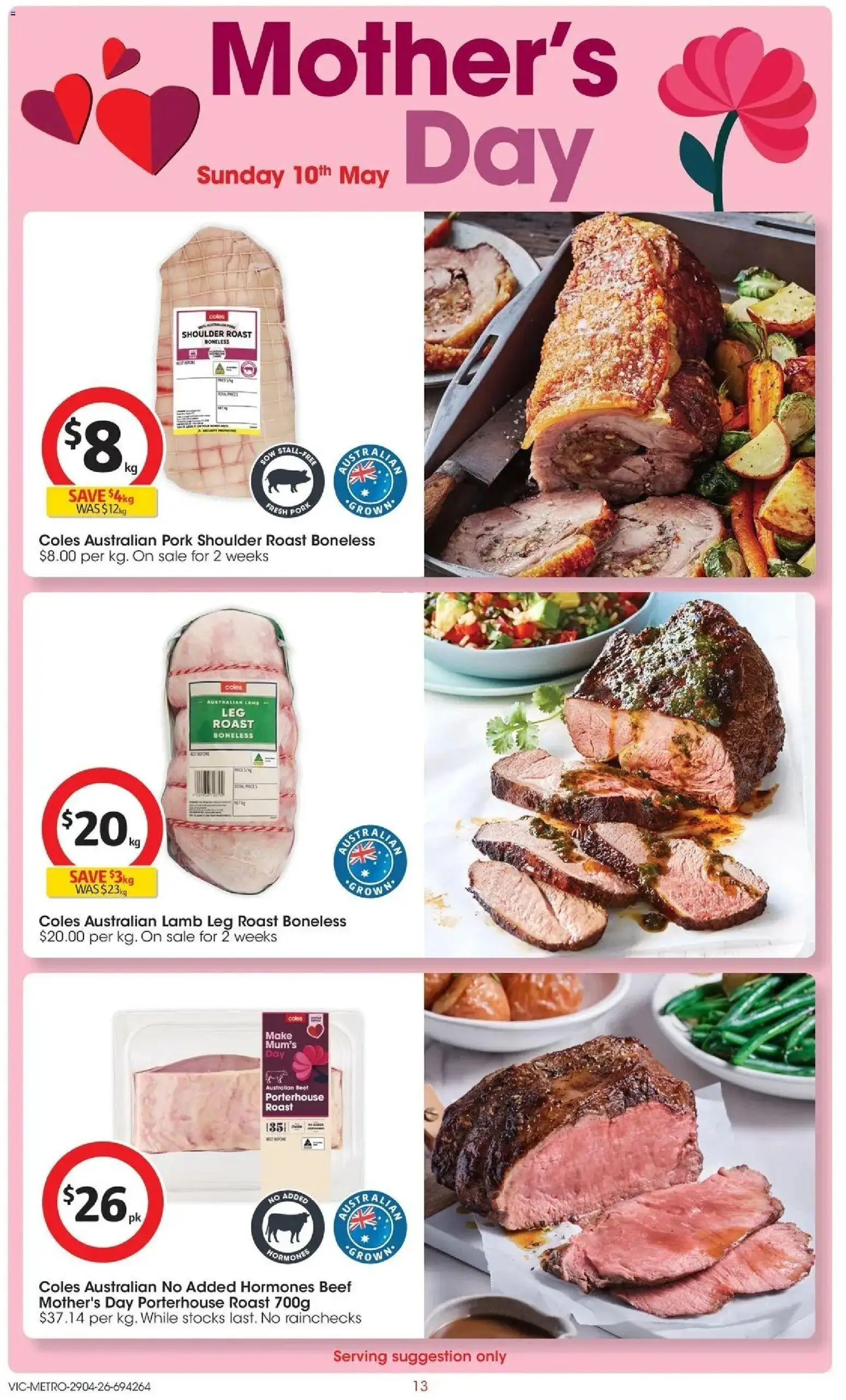 Coles catalogue - valid from 28.04.2026 | Page: 13 | Products: Pork, Lamb, Beef