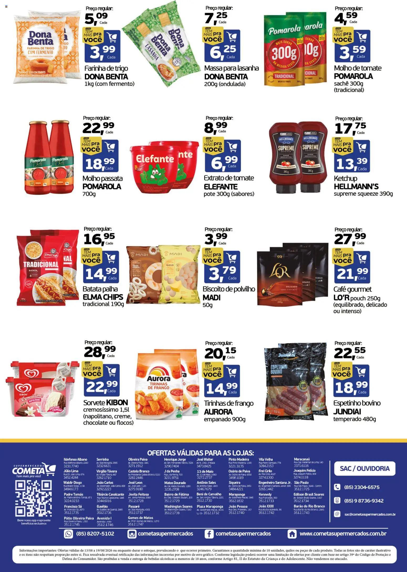 Cometa Supermercados Folheto - válido de 13/08/2026 | Página: 2 | Produtos: Farinha, Flocos, Batata, Extrato de tomate