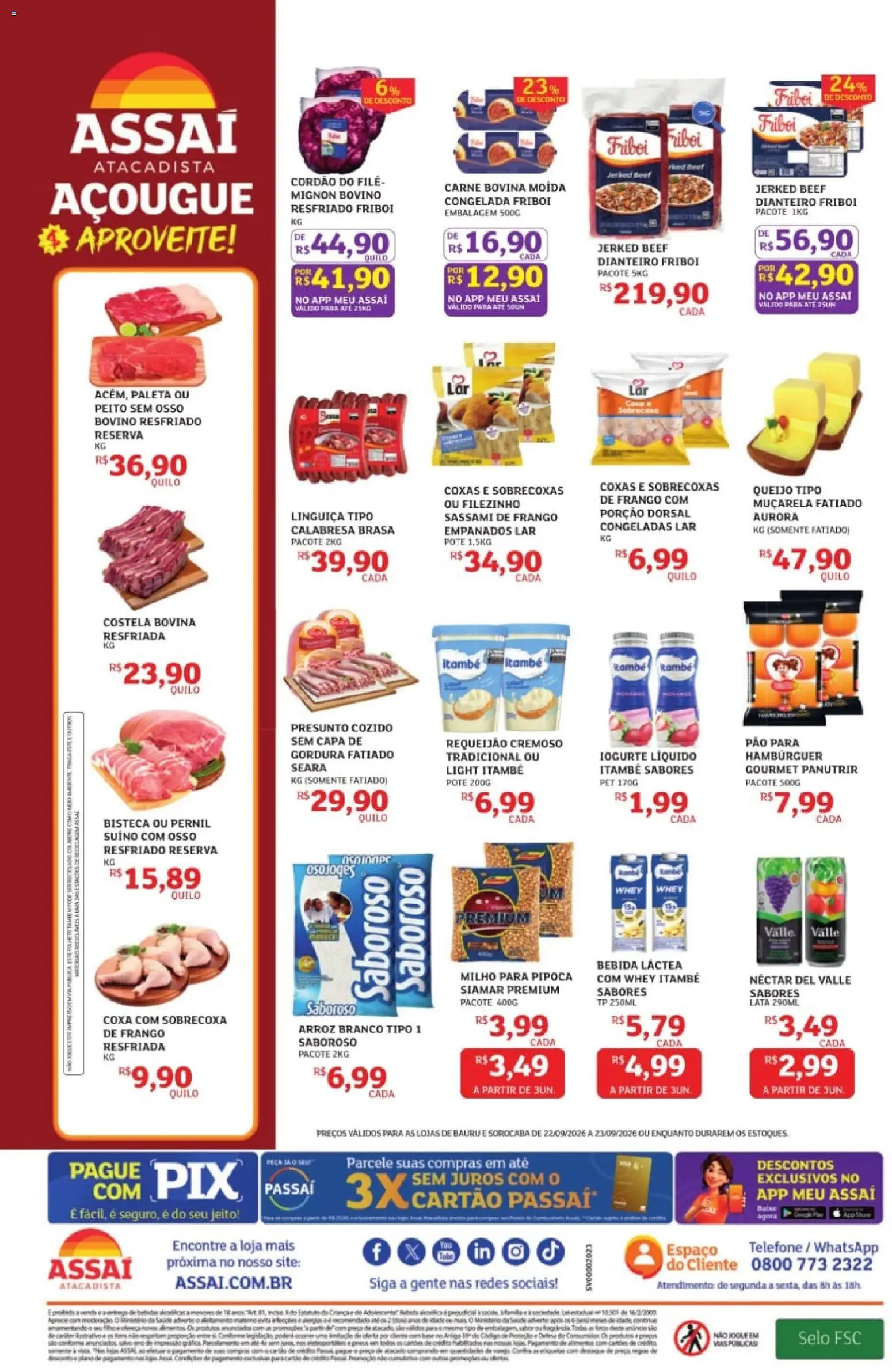 Assaí Atacadista Folheto - válido de 22/09/2026 | Página: 1 | Produtos: Pernil, Base, Requeijão, Pipoca