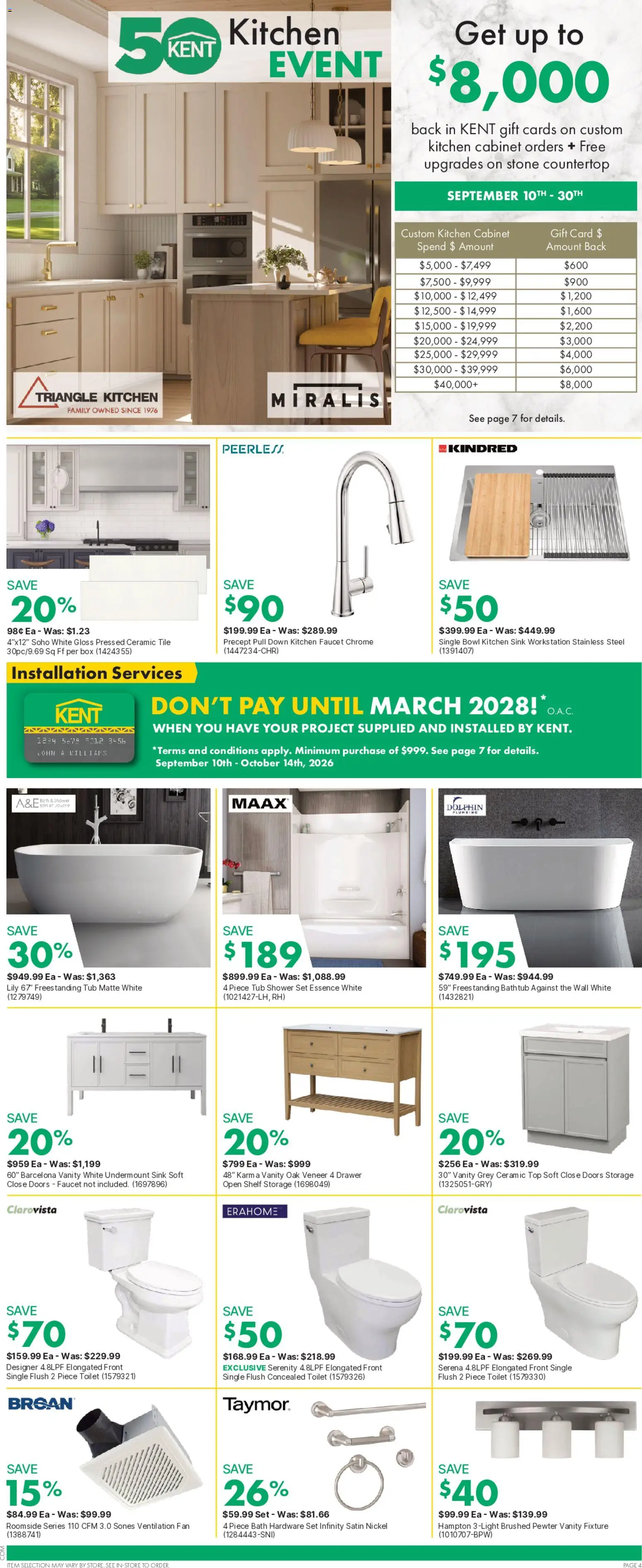 Kent flyer valid from Sep 17, 2026 | Page: 9 | Products: Fan, Cabinet, Bath, Shower