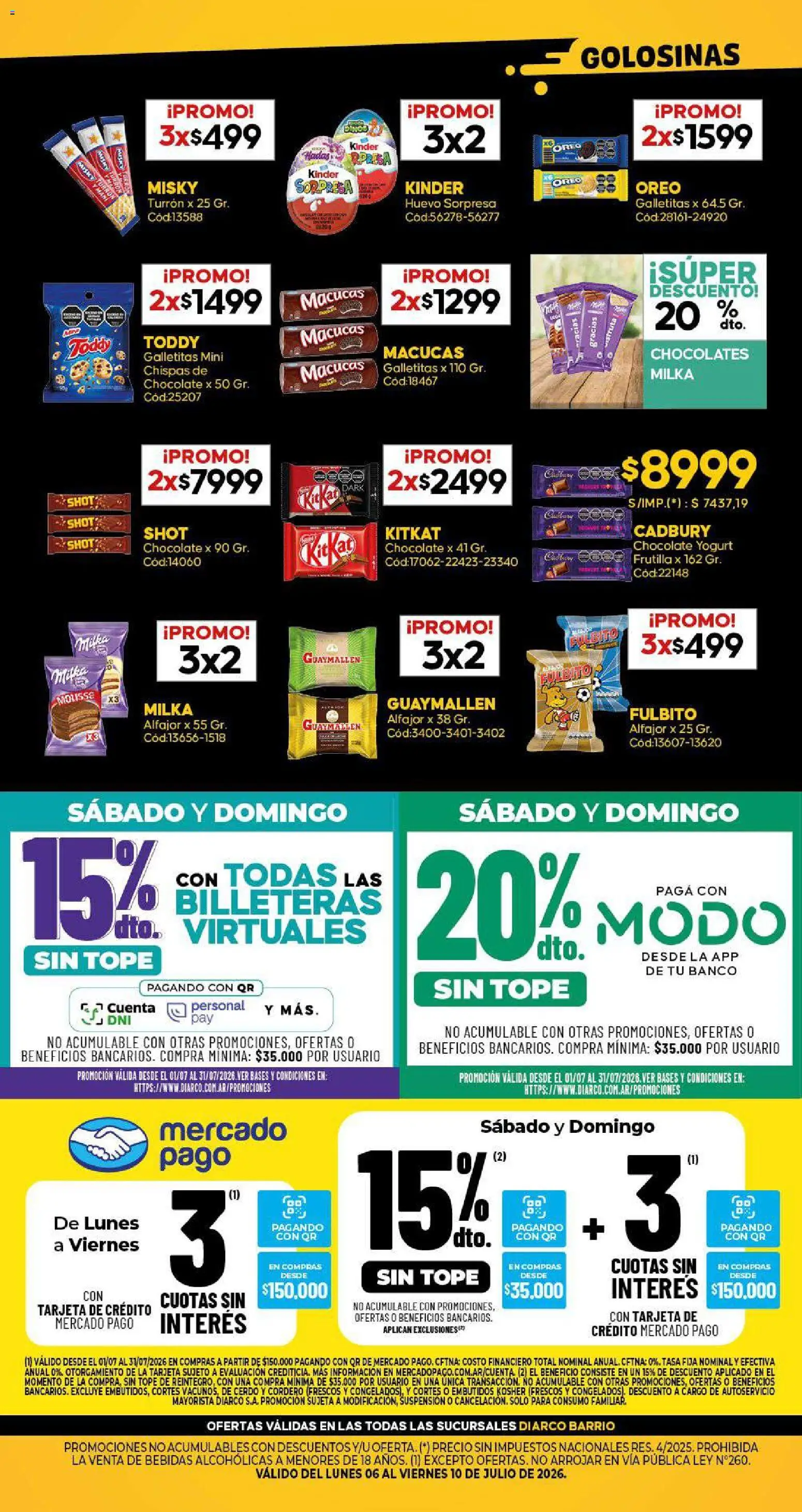 Diarco - Especial Locura De Precios │ válido desde el 06/07/2026 | Página: 2 | Productos: Chocolate, Alfajor, Turrón, Golosinas