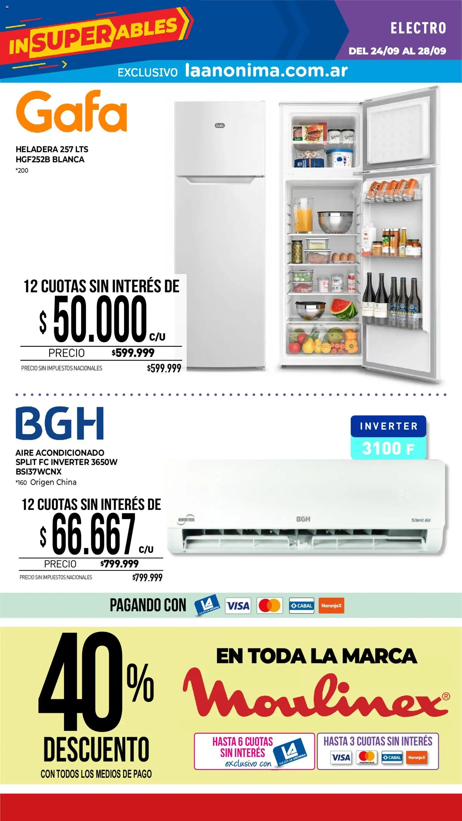 La Anonima catálogo │ válido desde el 24/09/2026 | Página: 35 | Productos: Aire acondicionado, Heladera