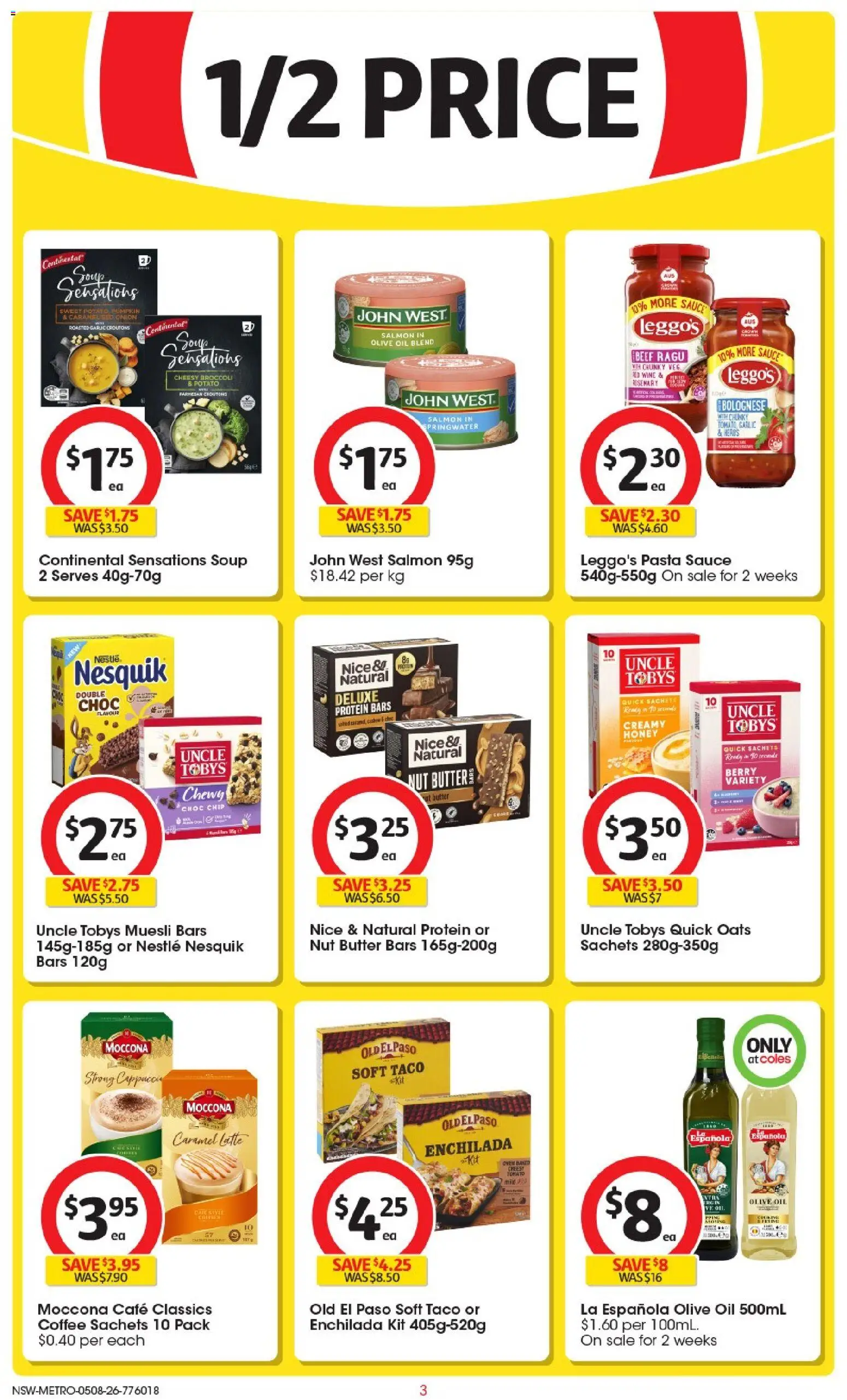Coles catalogue - valid from 04/08/2026 | Page: 3 | Products: Oil, Coffee, Soup, Moccona