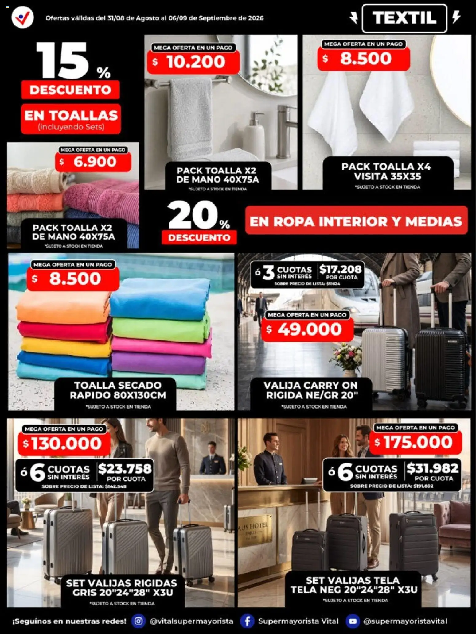 Vital - Especial de nonfood │ válido desde el 31/08/2026 | Página: 5 | Productos: Toalla, Valija, Ropa interior, Medias