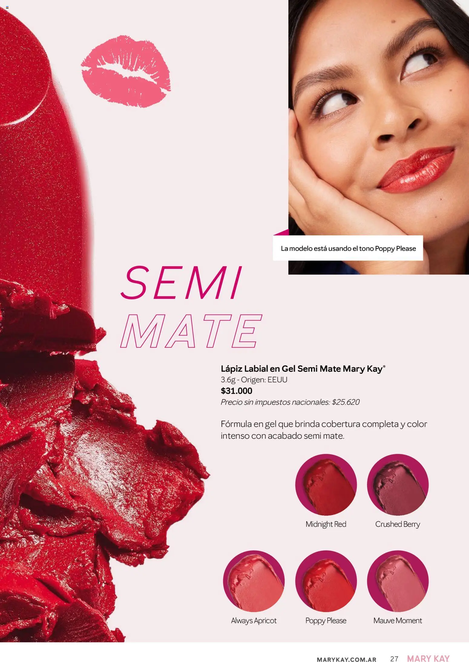 Mary Kay catálogo │ válido desde el 01/08/2026 | Página: 27 | Productos: Mate, Lápiz labial