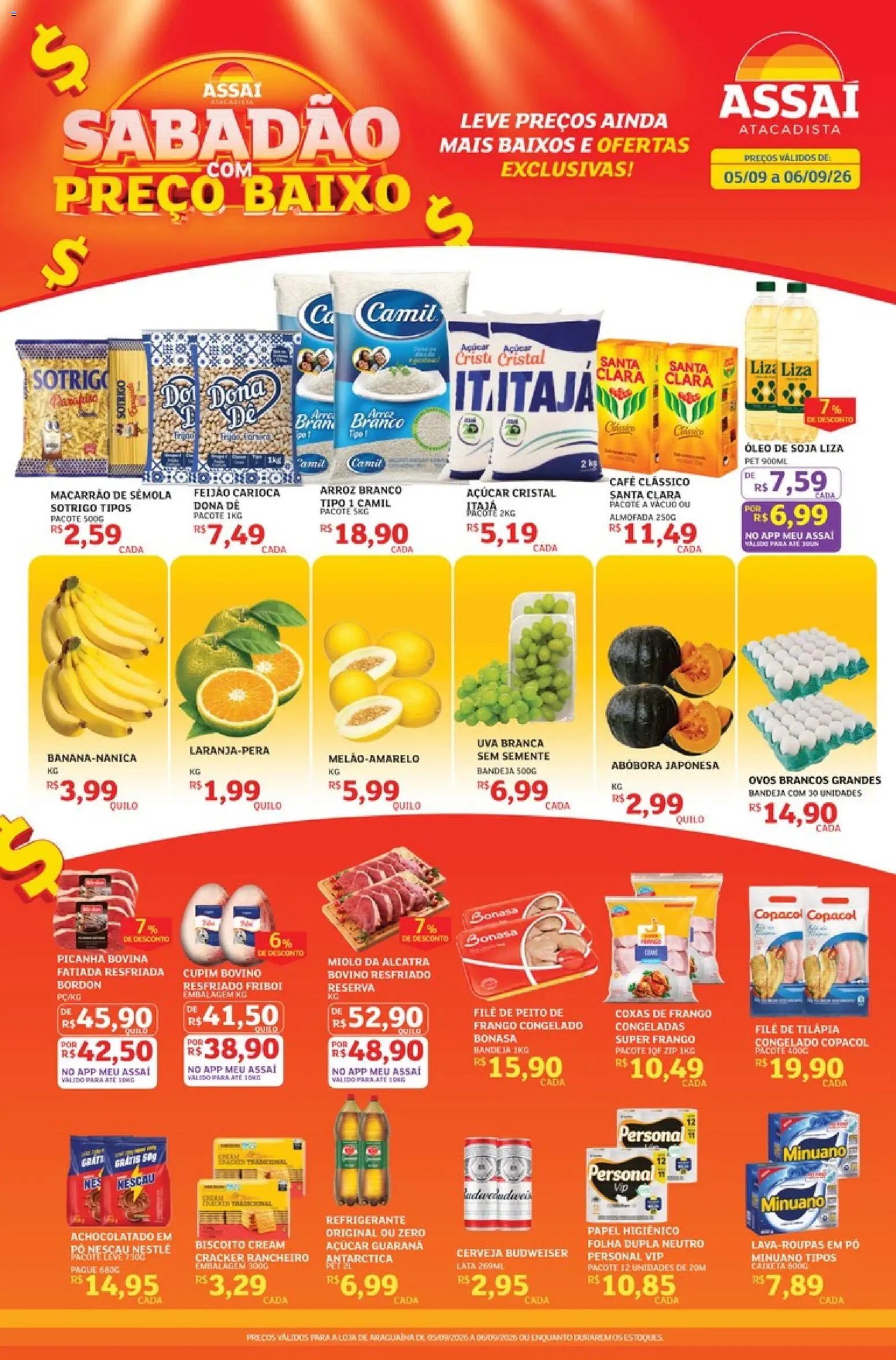 Assaí Atacadista Folheto - válido de 05/09/2026 | Página: 1 | Produtos: Abóbora, Achocolatado, Macarrão, Papel higiênico