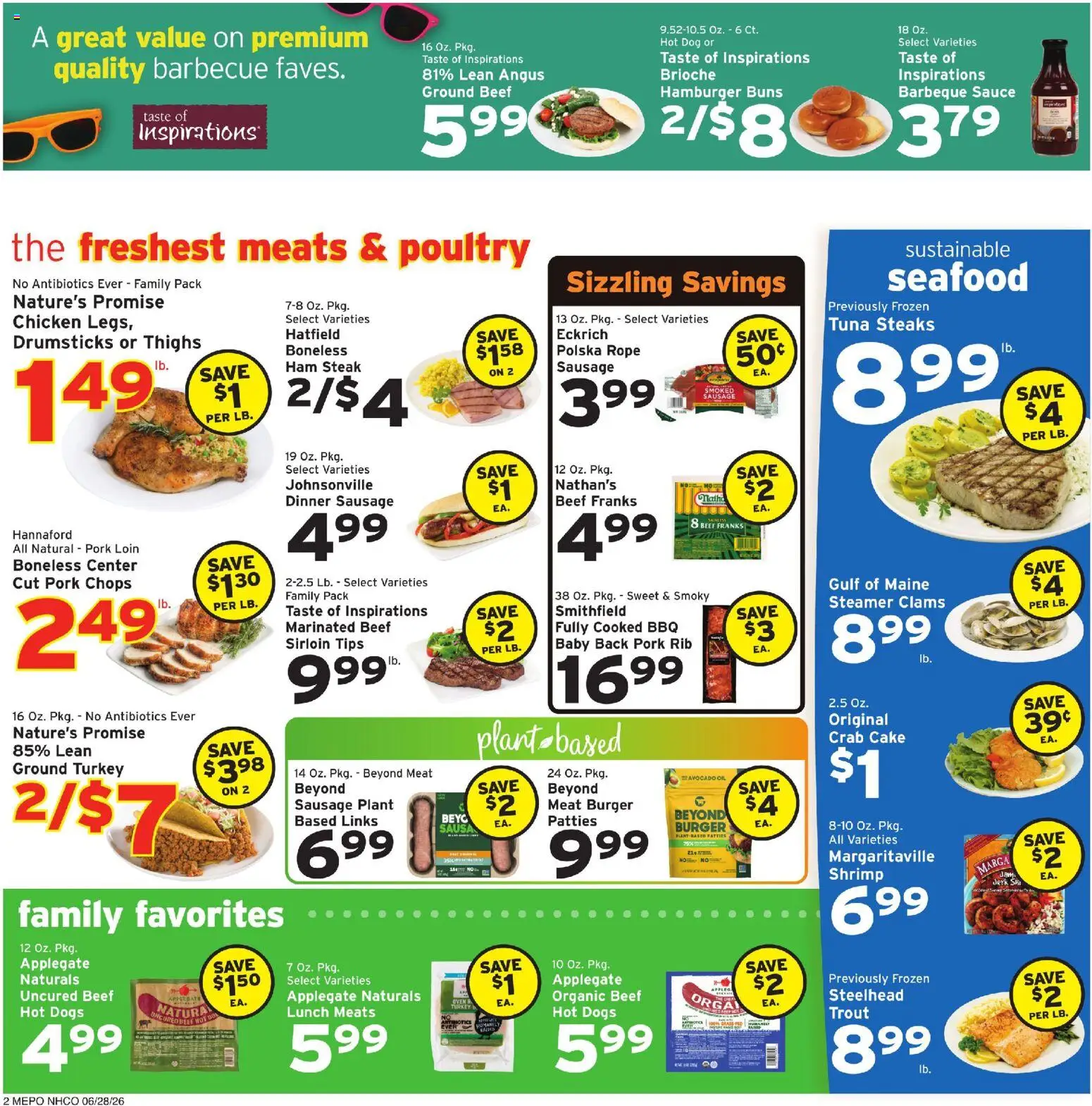 Hannaford Weekly Ad - valid from 06/28/2026 | Page: 2 | Products: Pork, Avocado, Sauce, Hot Dogs