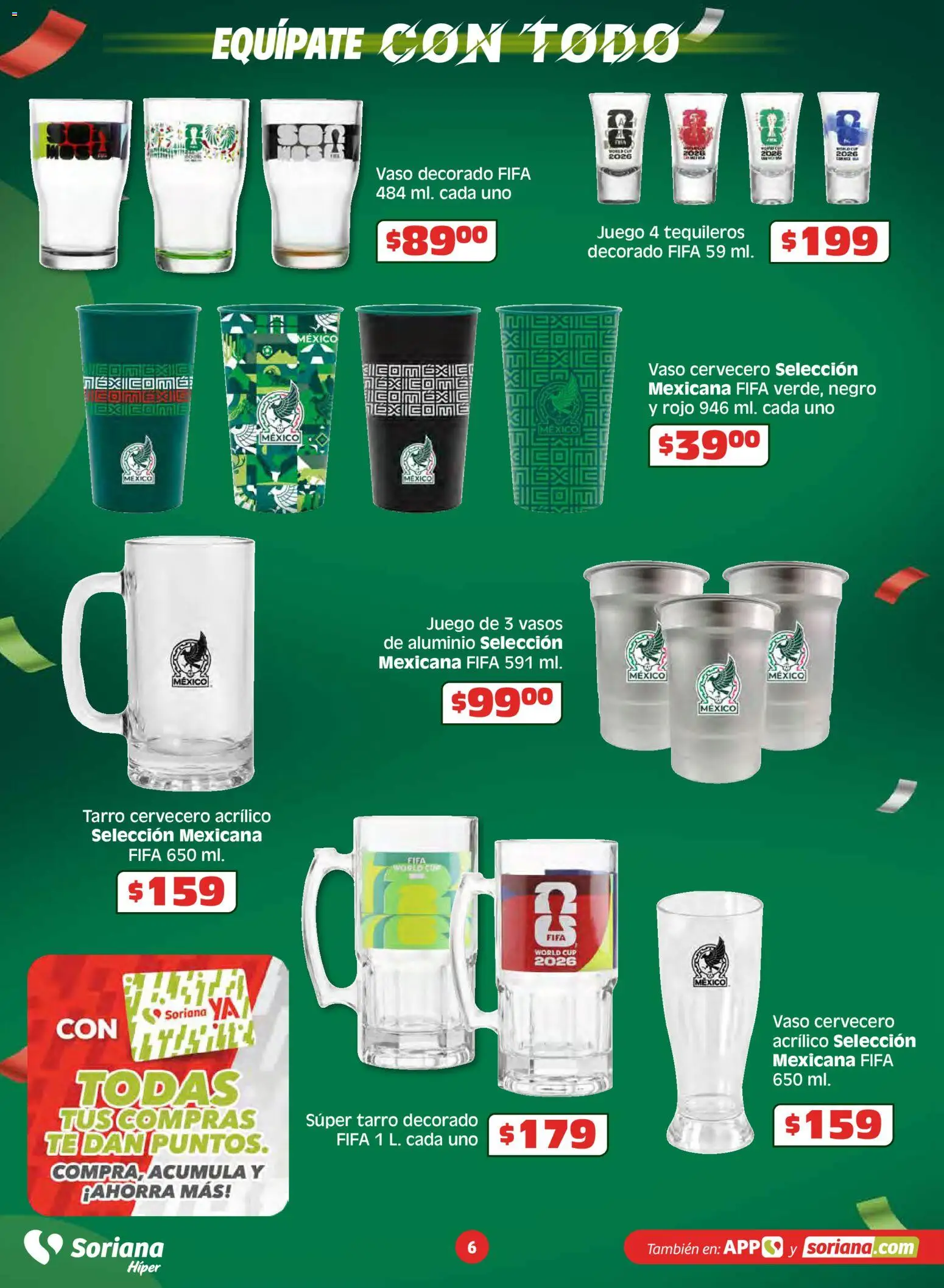 Nuevas ofertas de Soriana válidas en toda la República Mexicana desde el 14.05.2026. ¡Encuentra las mejores ofertas en Soriana En México apoyamos con todo Híper Nacional! | Página: 6 | Productos: Juego, Té, Vasos