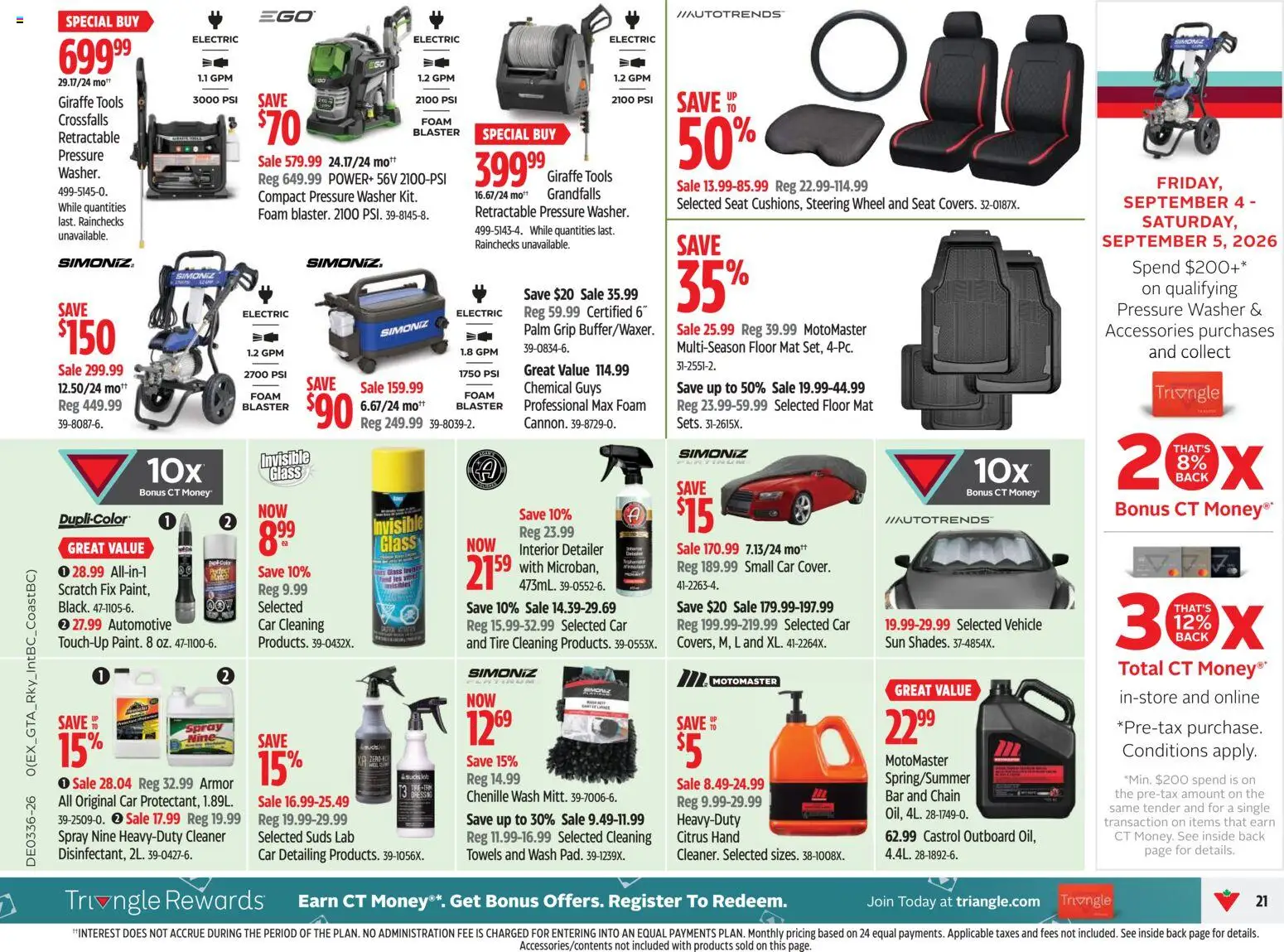 Canadian Tire flyer valid from Sep 3, 2026 | Page: 21 | Products: Citrus, Foam, Tools, Towels