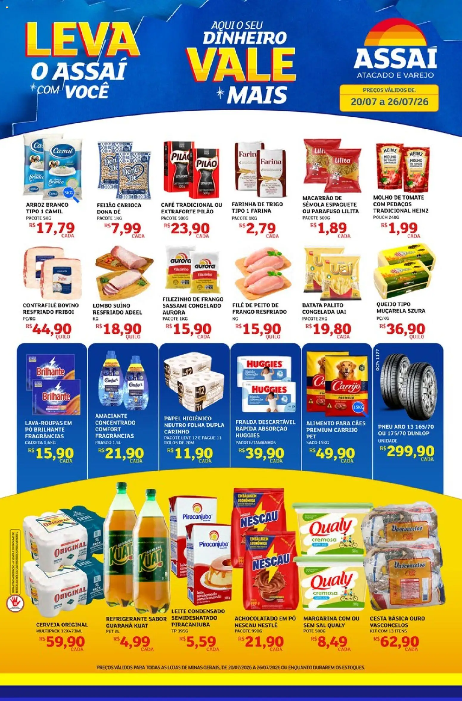 Assaí Atacadista Folheto - válido de 20/07/2026 | Página: 1 | Produtos: Espaguete, Pneu, Nescau, Farinha de trigo