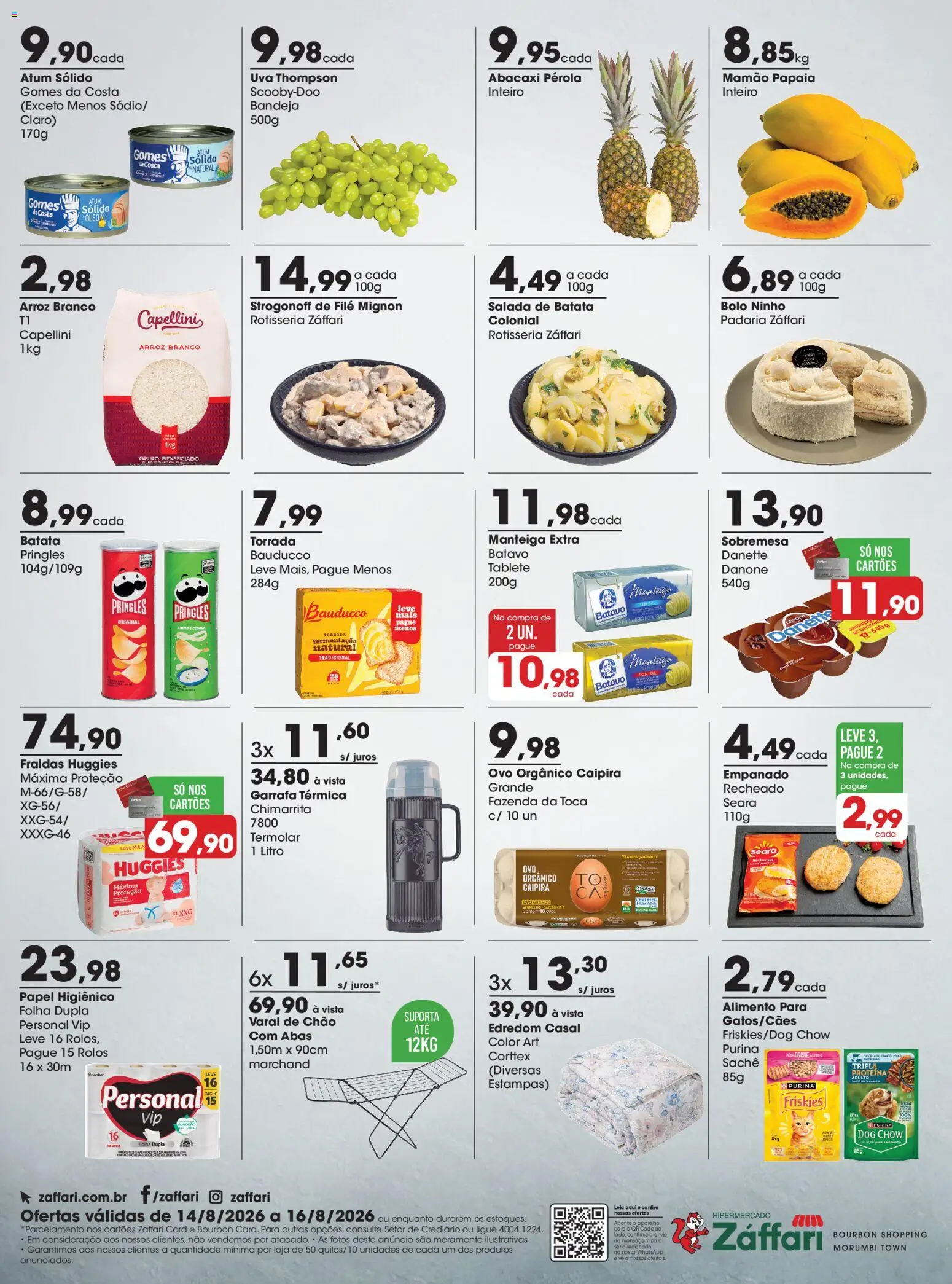 Zaffari Folheto - válido de 14/08/2026 | Página: 2 | Produtos: Varal de chão, Abacaxi, Proteína, Atum