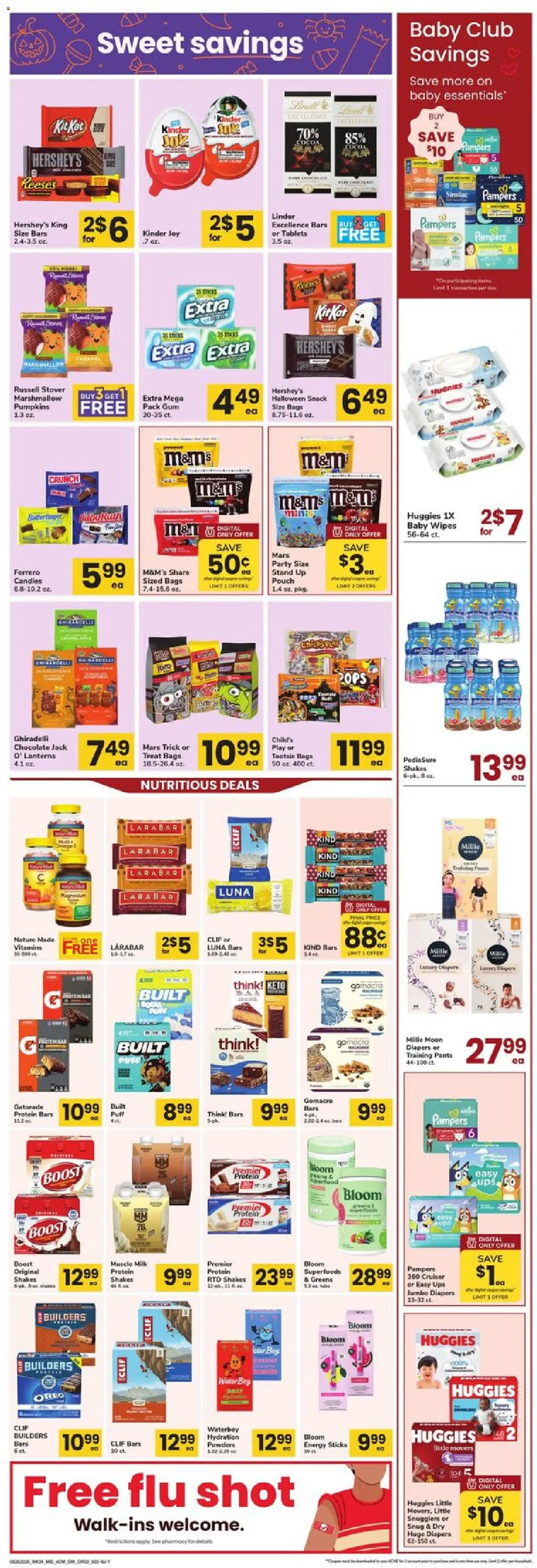 Acme Ad - valid from 08/28/2026 | Page: 2 | Products: Diapers, Chocolate, Protein, Pants