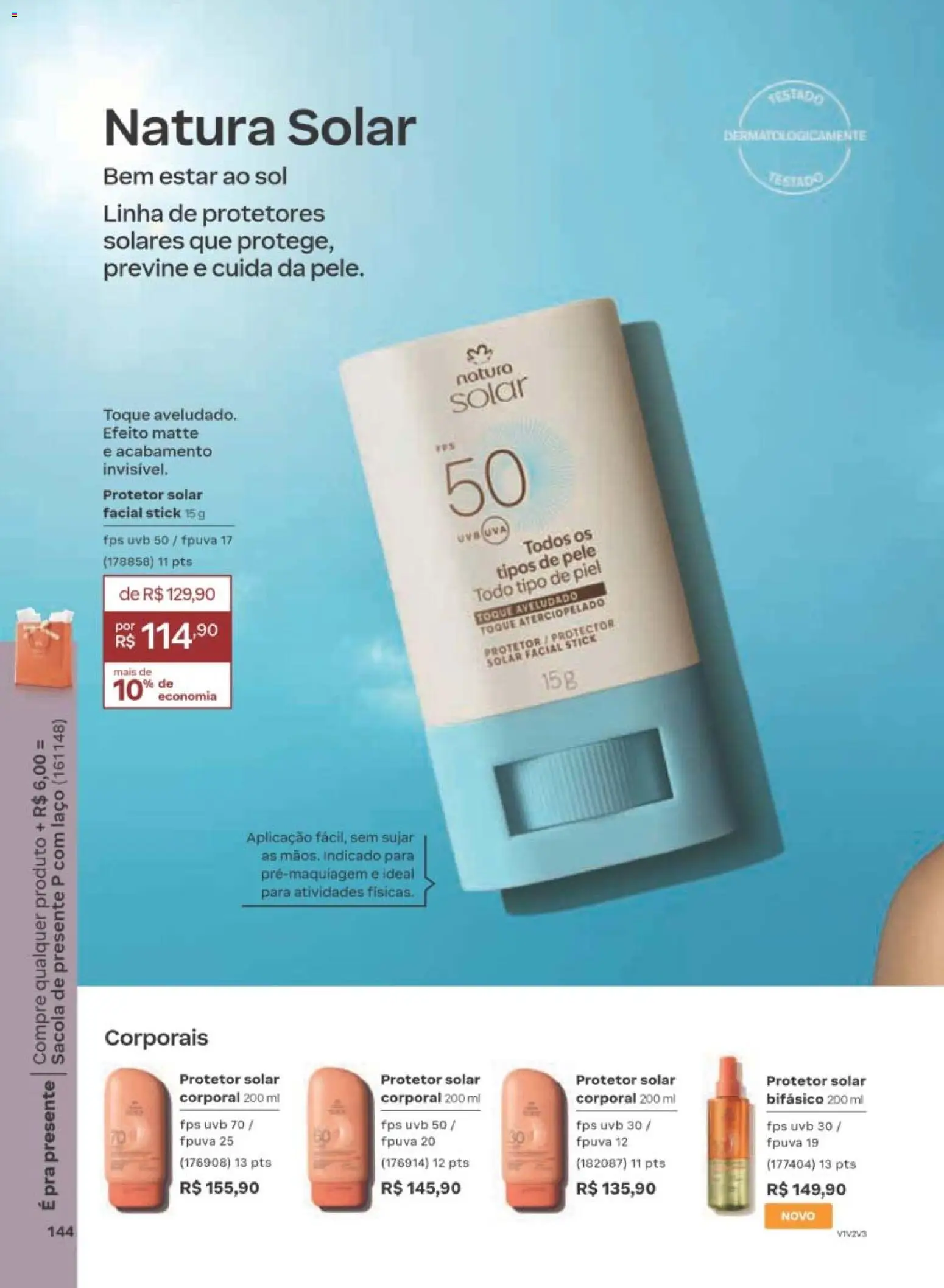 Natura Folheto - válido de 29/06/2026 | Página: 144 | Produtos: Protetor solar, Protetor solar facial