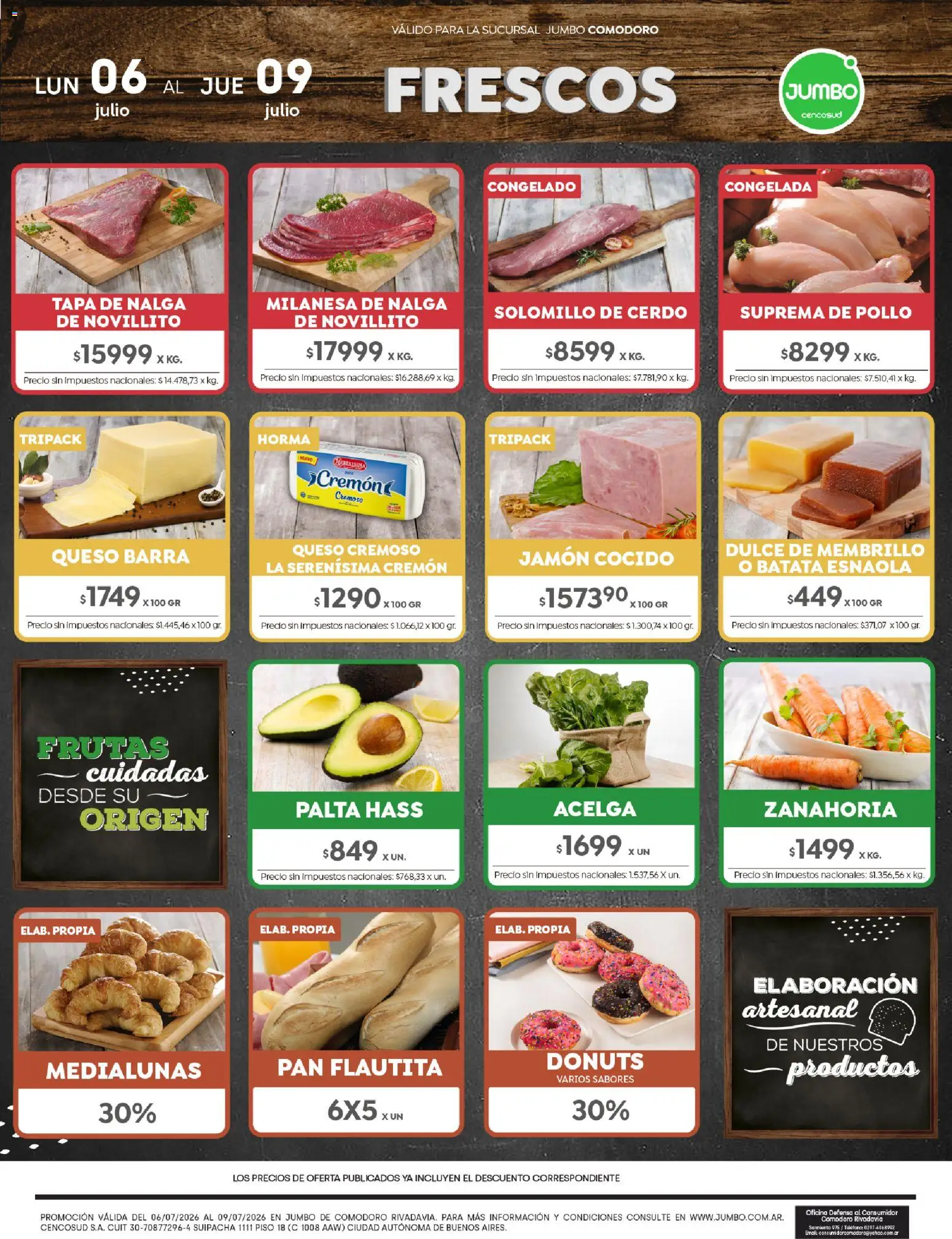 Jumbo - Ofertas | Comodoro │ válido desde el 06/07/2026 | Página: 1 | Productos: Jamón cocido, Palta, Pan, Zanahoria