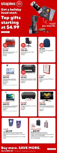 Preview of Staples weekly flyer from shop Staples valid from Oct 30, 2026