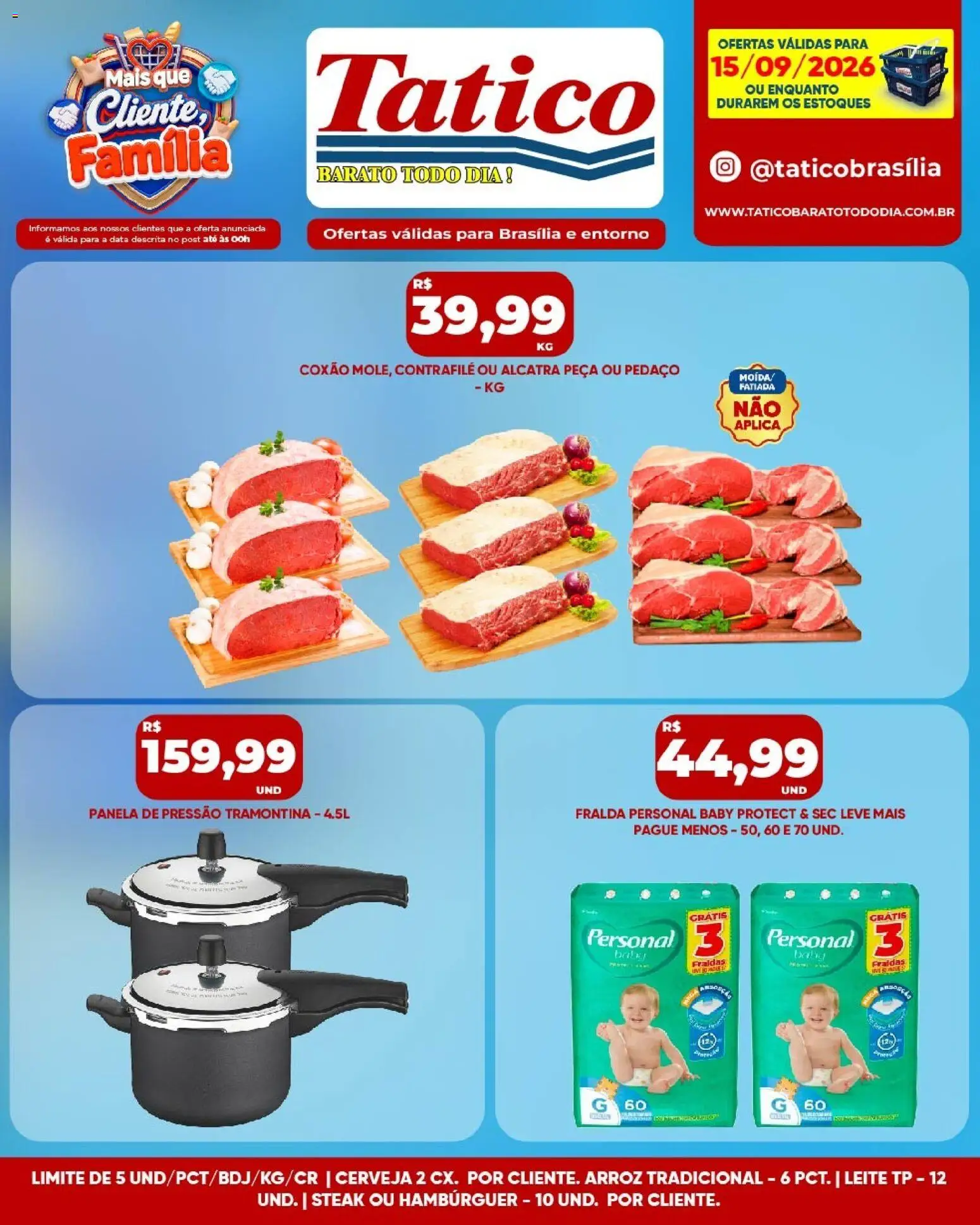 Tatico Folheto - válido de 15/09/2026 | Página: 14 | Produtos: Steak, Alcatra, Cerveja, Arroz