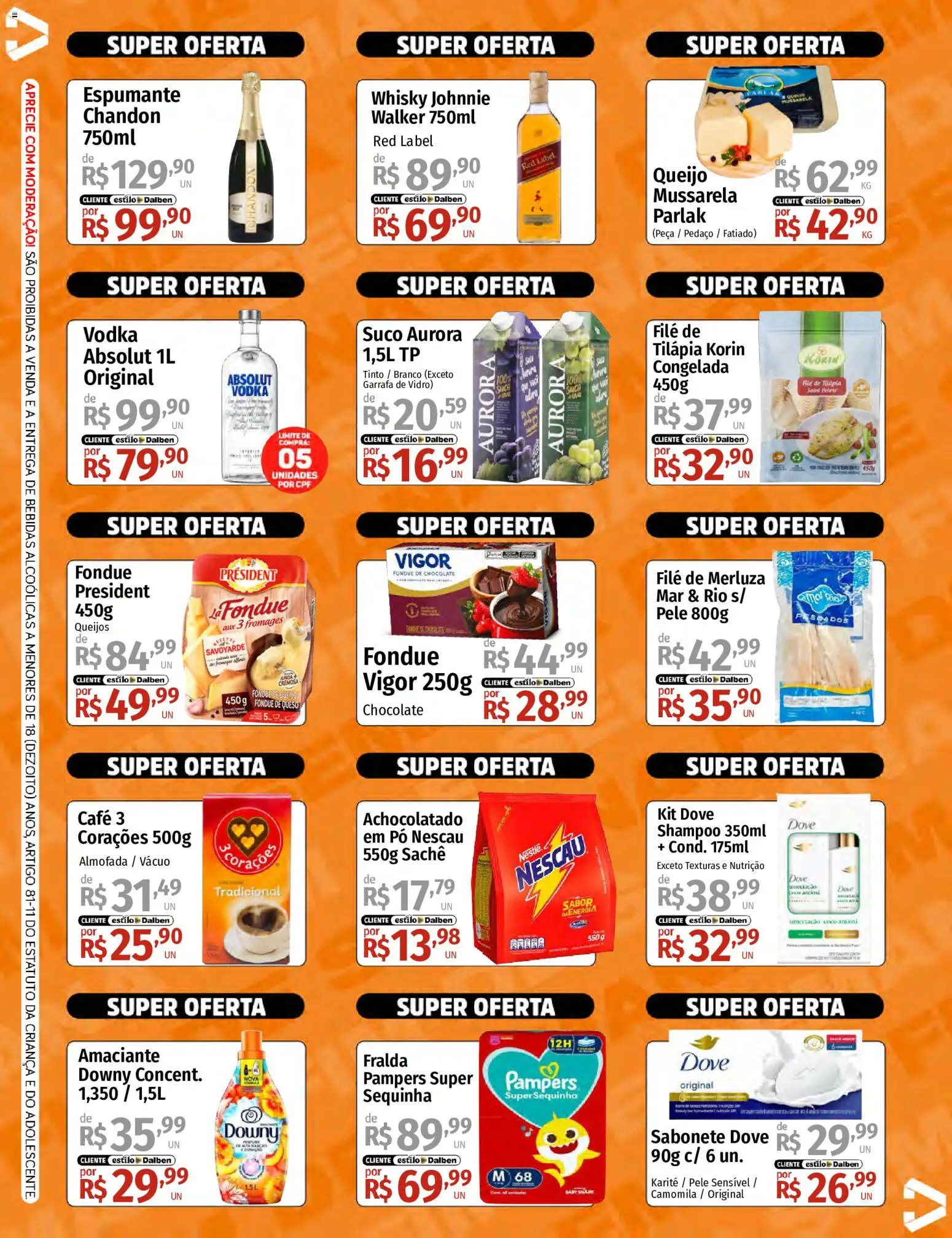 Supermercado Dalben Folheto - válido de 08.05.2026 | Página: 2 | Produtos: Shampoo, Pampers, Queijo, Dove