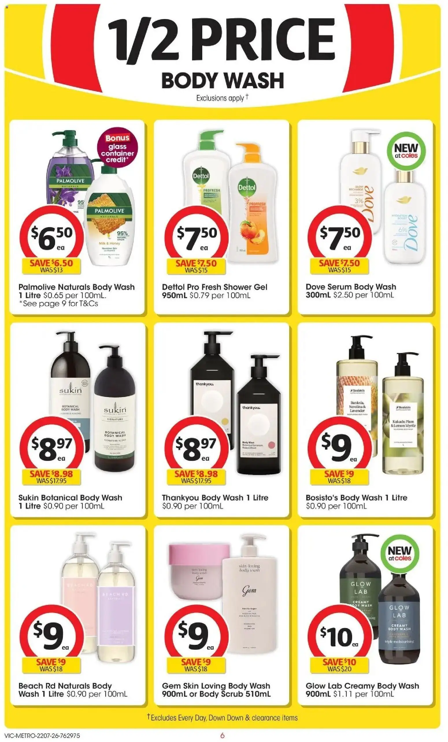 Coles catalogue - valid from 22/07/2026 | Page: 6 | Products: Gem, Milk, Lemon, Body scrub