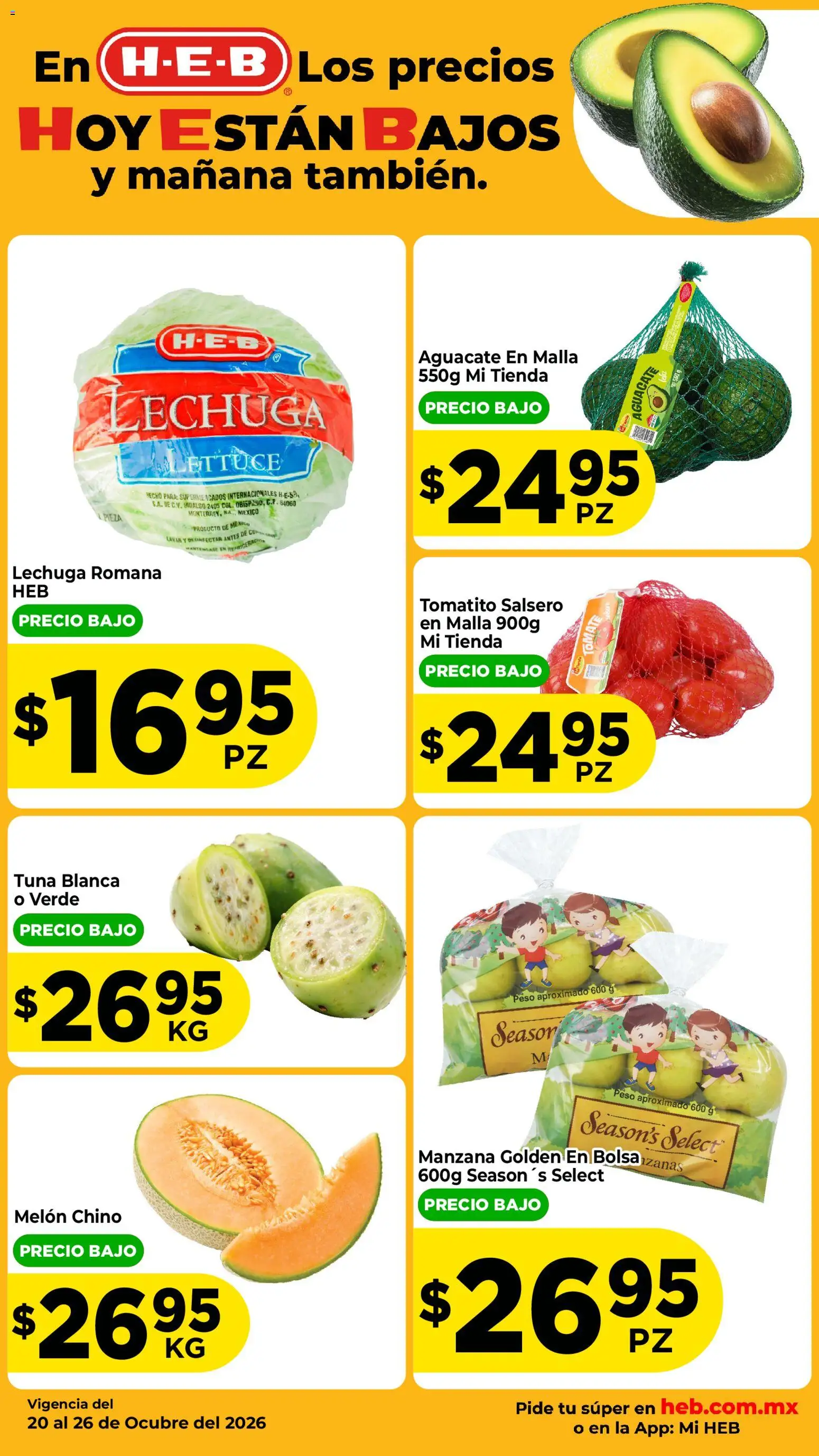 Nuevas ofertas de H-E-B válidas en toda la República Mexicana desde el 20/10/2026. ¡Encuentra las mejores ofertas en H-E-B folleto Fruta y venduras! | Página: 2
