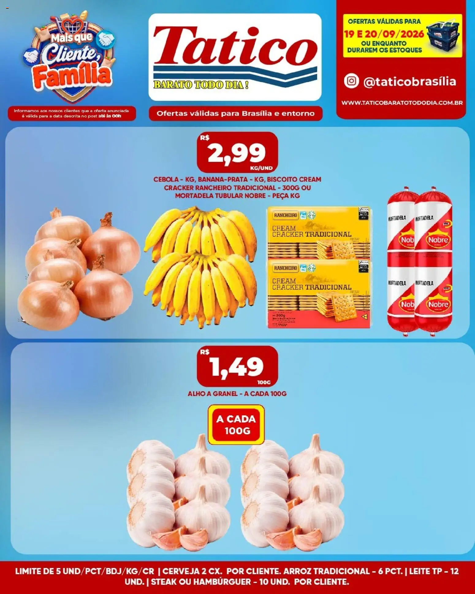 Tatico Folheto - válido de 19/09/2026 | Página: 1 | Produtos: Steak, Leite, Mortadela, Arroz