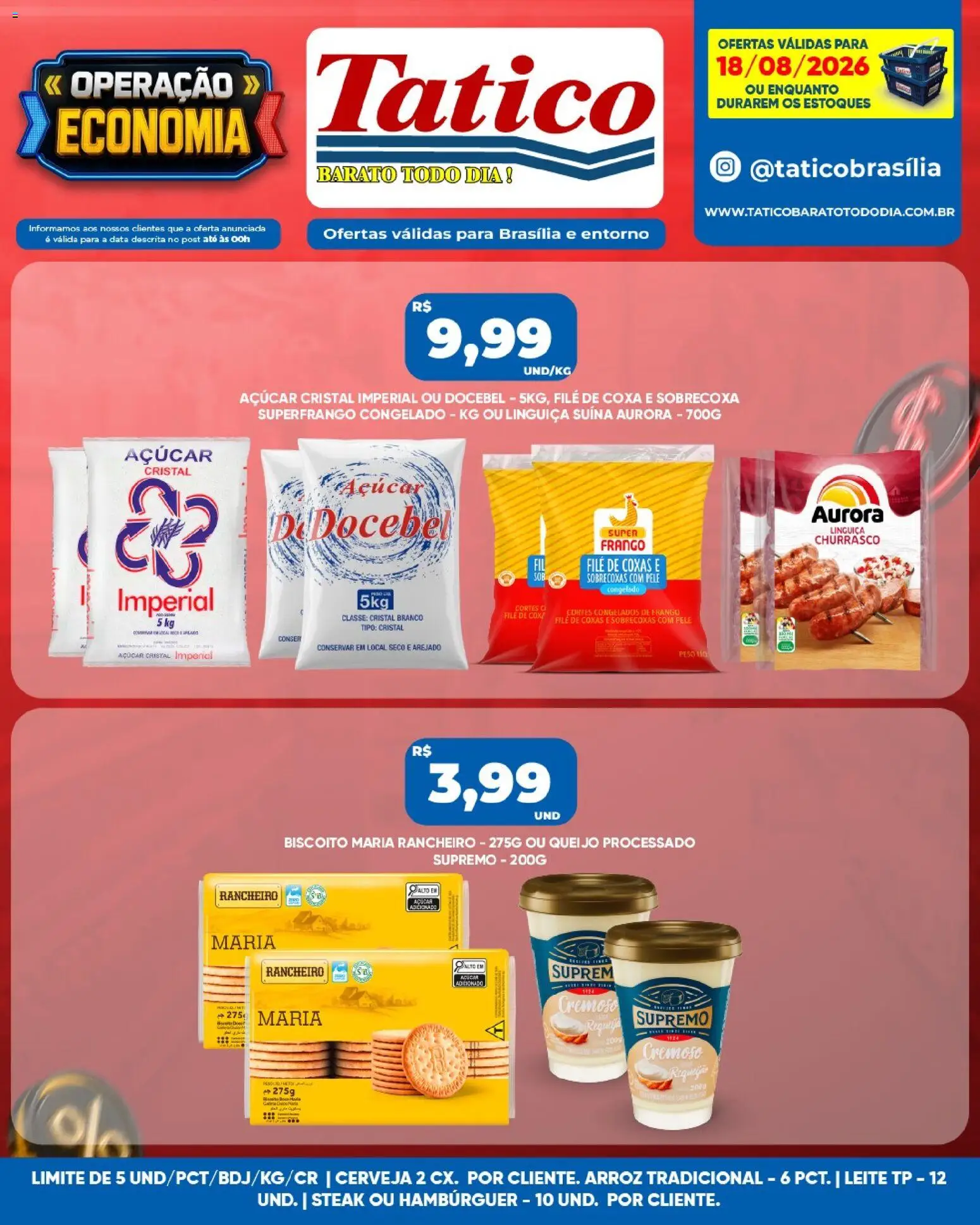 Tatico Folheto - válido de 18/08/2026 | Página: 4 | Produtos: Linguiça, Queijo, Cerveja, Arroz