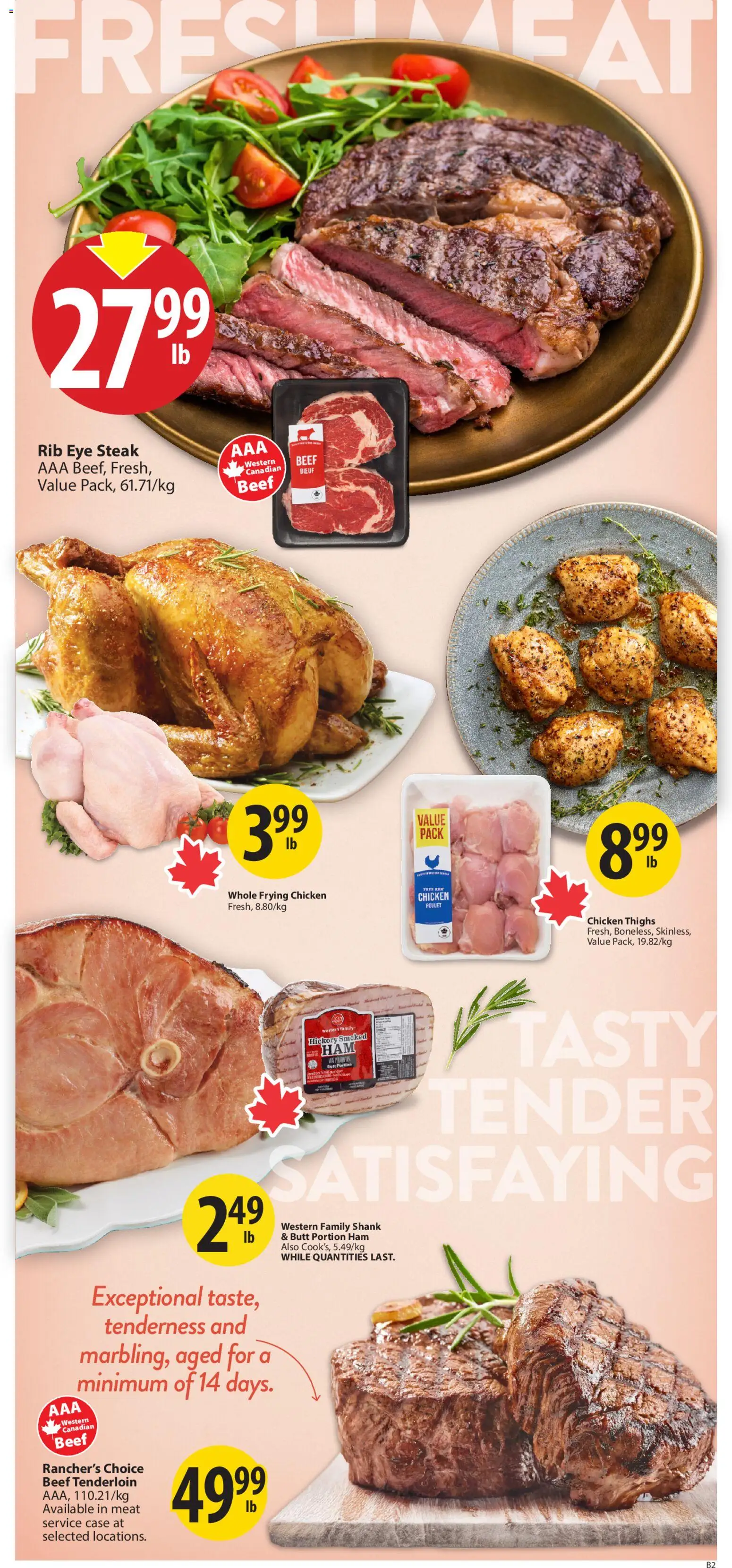 Save on foods flyer valid from 07.05.2026 | Page: 8 | Products: Beef, Case, Ham, Chicken