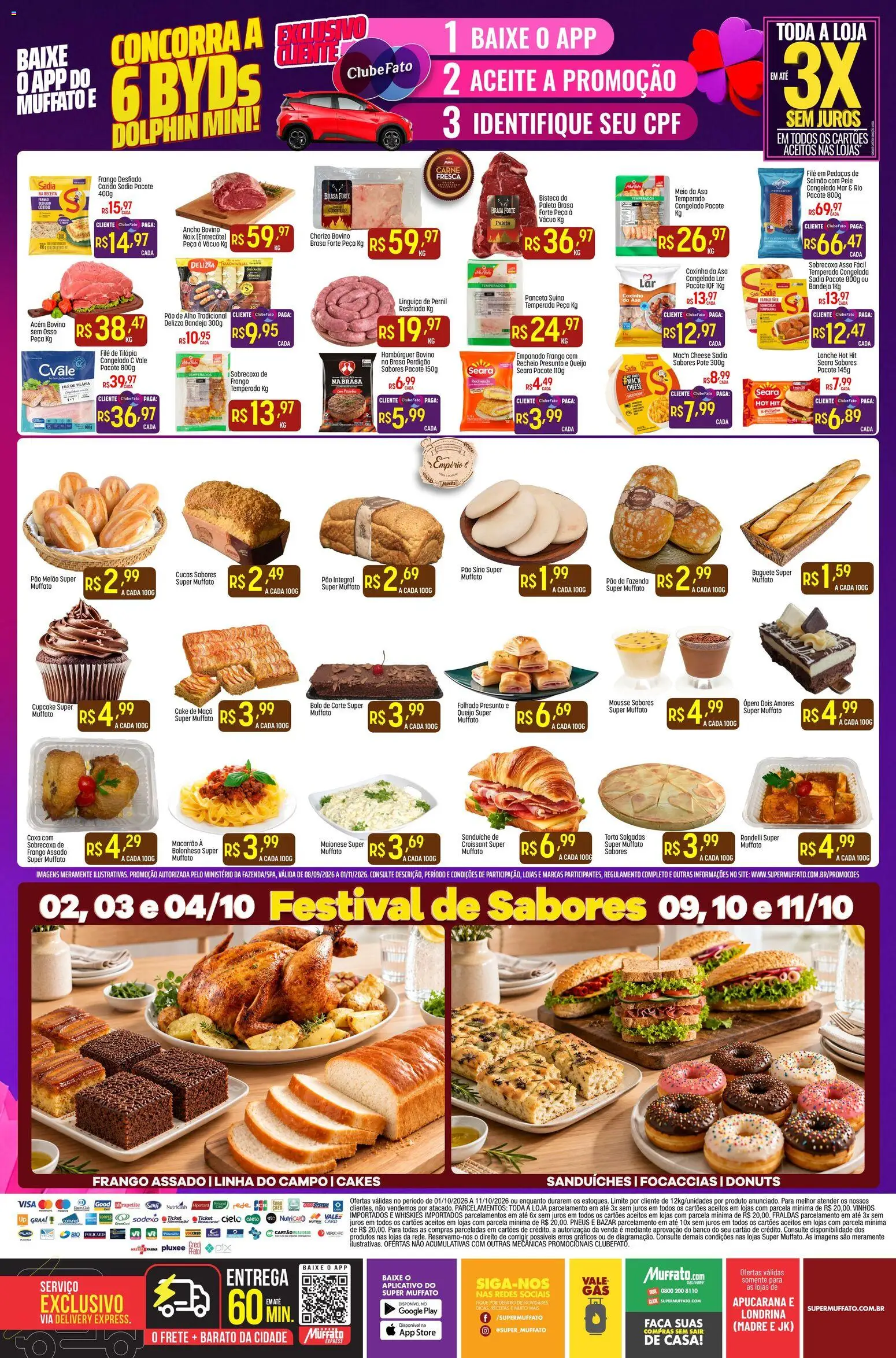 Super Muffato Folheto - válido de 01/10/2026 | Página: 8 | Produtos: Salmão, Linguiça, Queijo, Macarrão