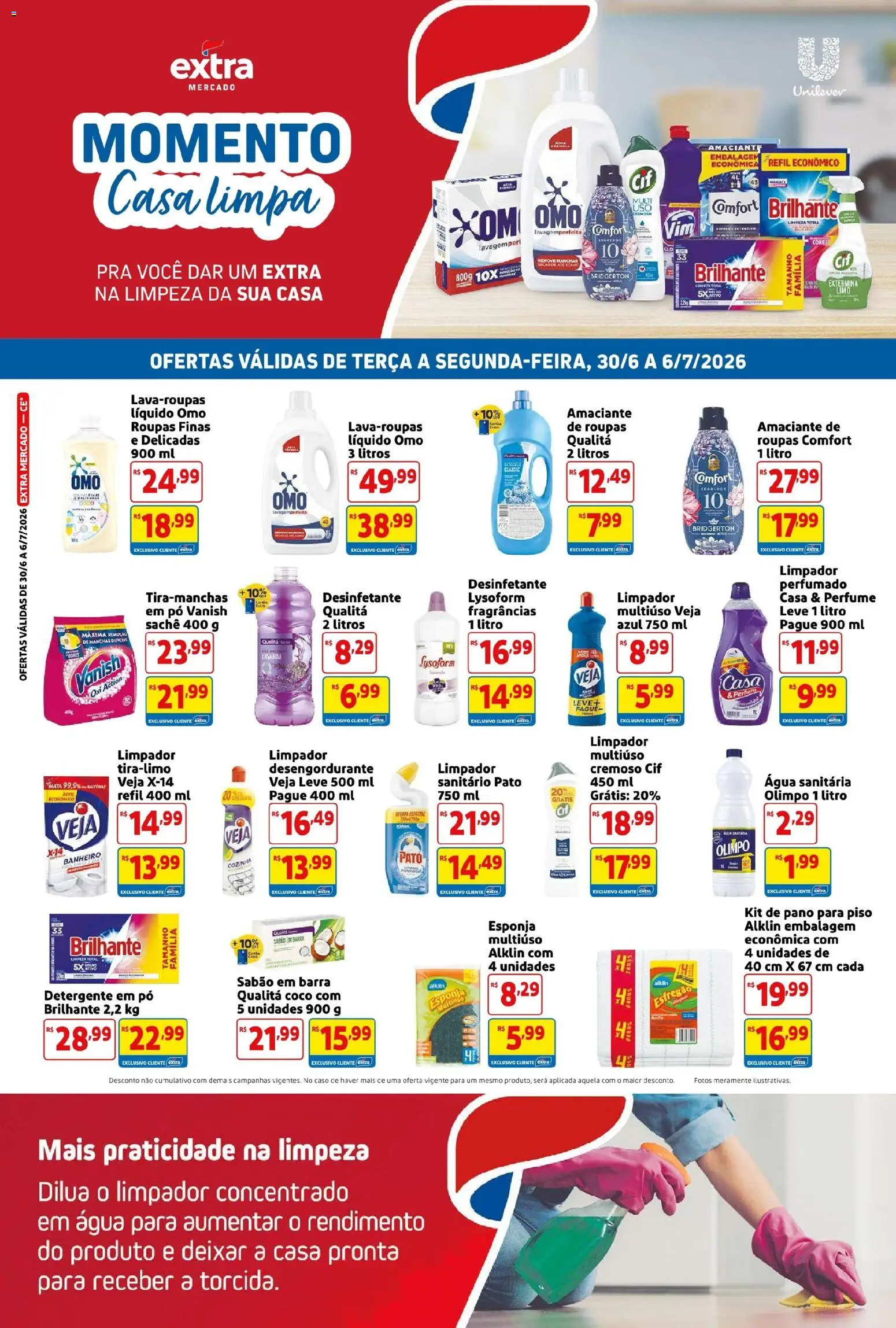 Extra Folheto - válido de 30/06/2026 | Página: 2 | Produtos: Perfume, Piso, Detergente, Esfregão